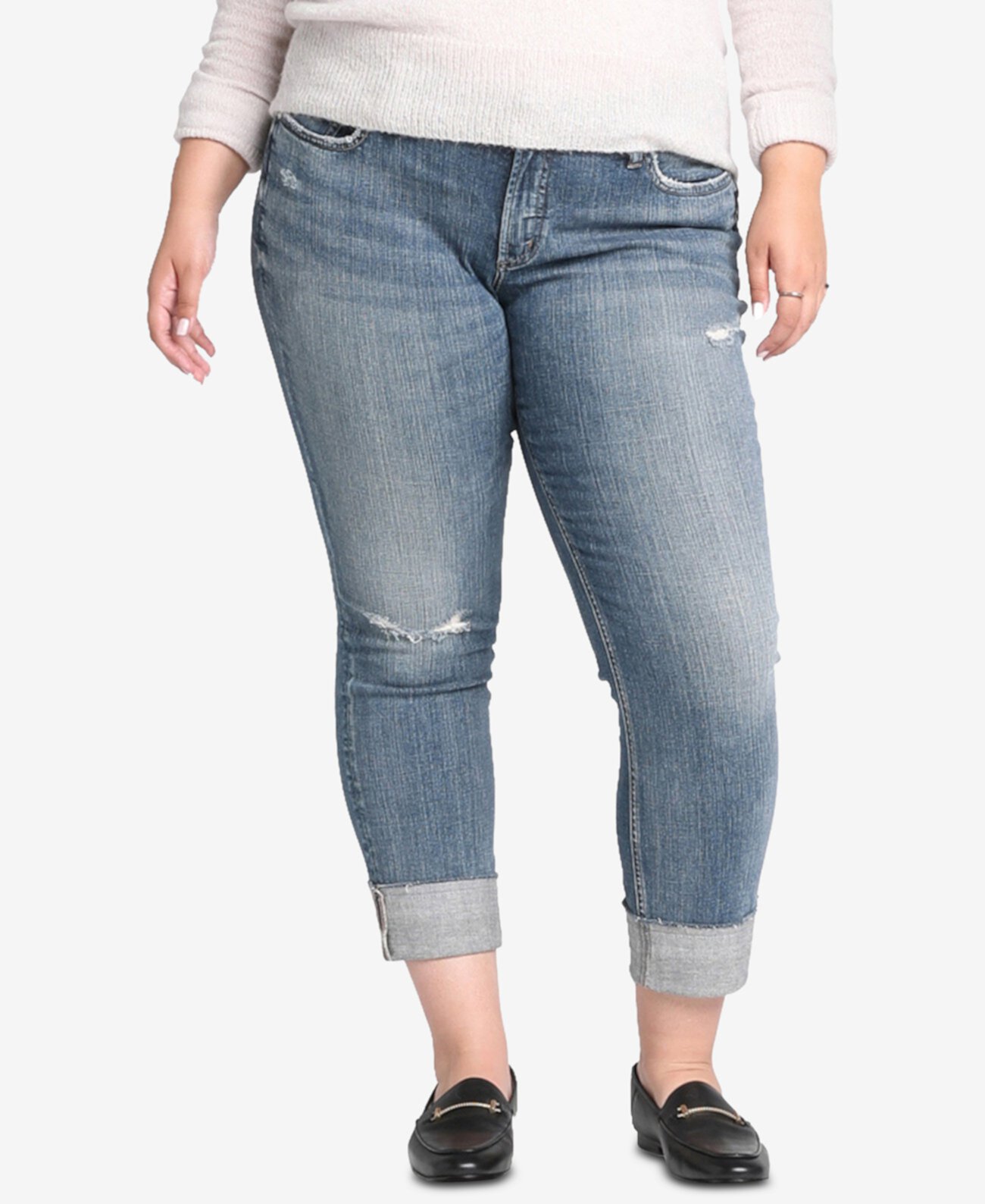 Джинсы-бойфренды большого размера с эффектом потертости Silver Jeans Co.