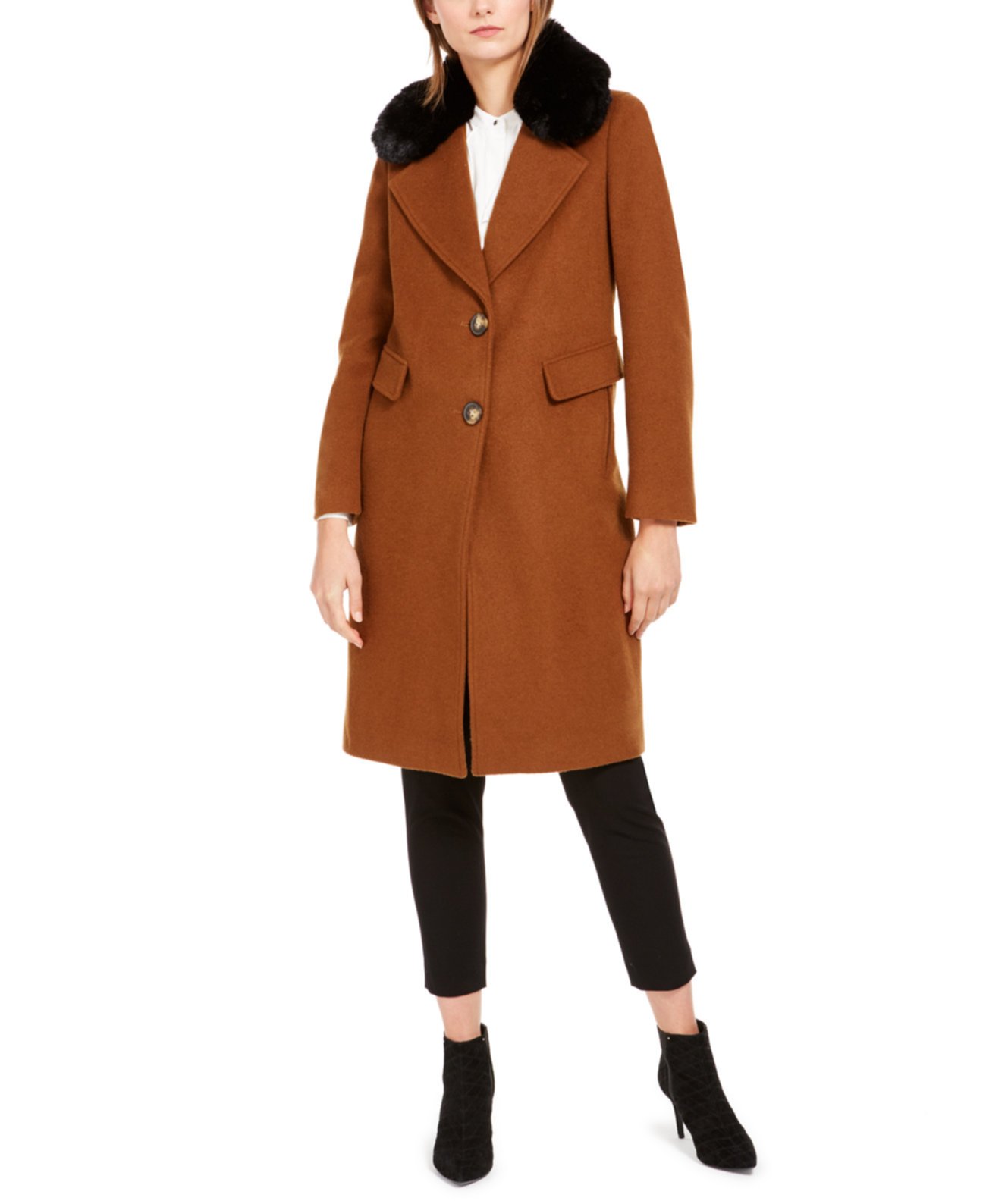 Однобортное пальто из искусственного меха Calvin Klein