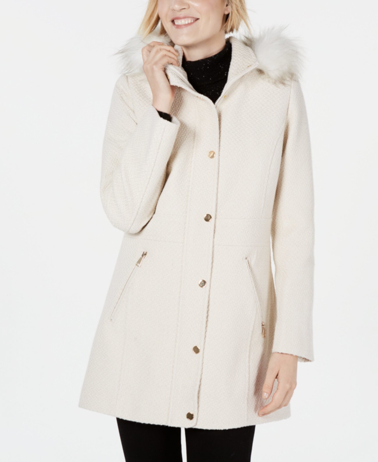 INC Пальто с капюшоном из искусственного меха, созданное для Macys INC International Concepts