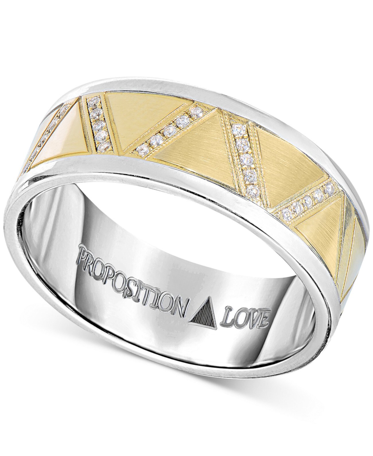 Мужское обручальное кольцо с бриллиантами (1-1 / 10 карата) из желтого золота 14 карат и кобальта Proposition Love