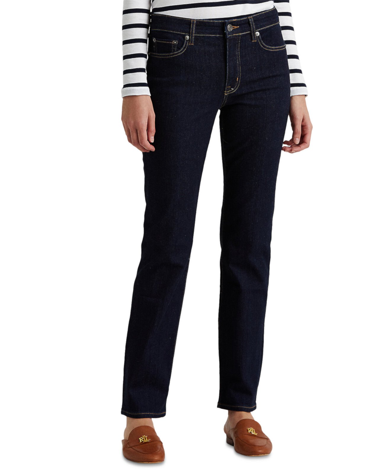 Прямые джинсы Petite со средней посадкой, миниатюрные и миниатюрные короткие платья LAUREN Ralph Lauren