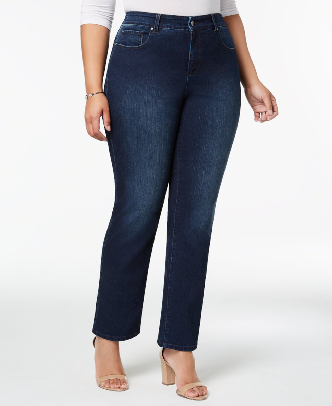 Прямые джинсы Lexington больших размеров и миниатюрных больших размеров с контролем живота, созданные для Macy's Charter Club