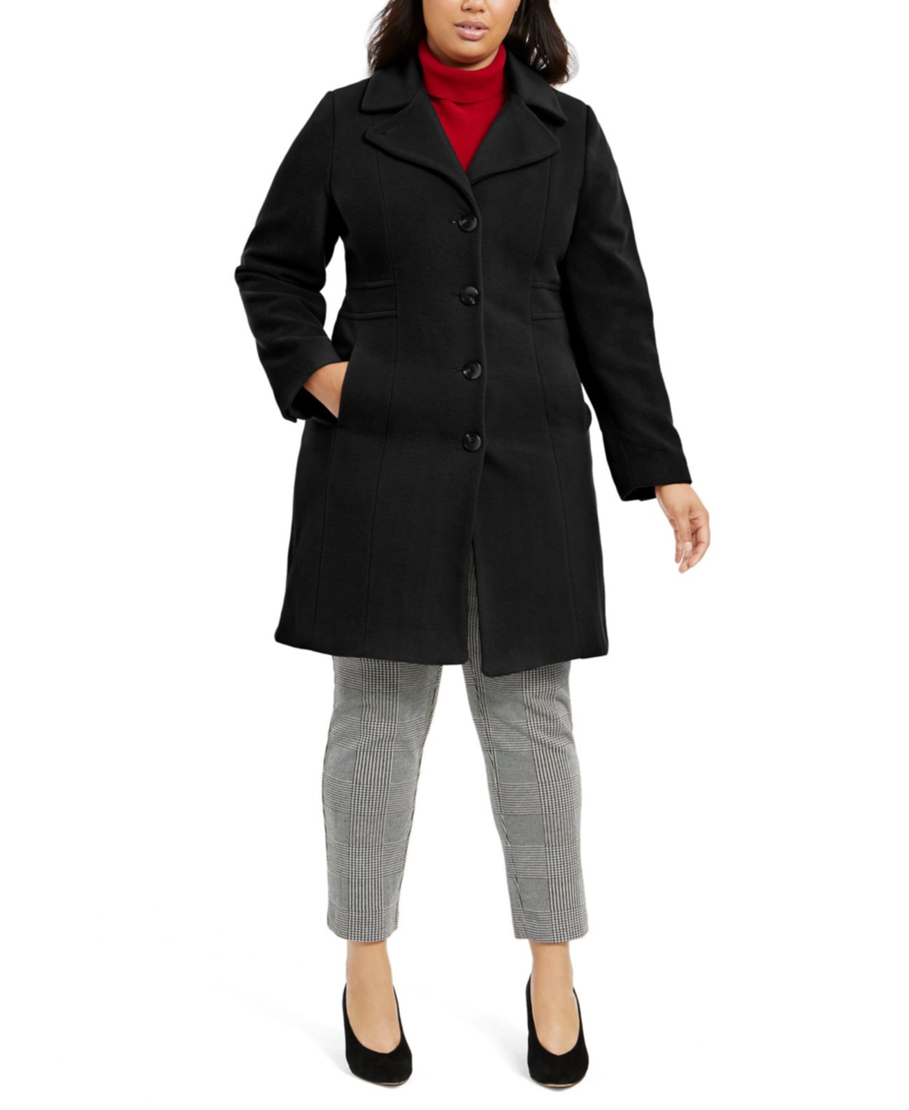 Однобортное шерстяное пальто больших размеров, созданное для Macy's Anne Klein
