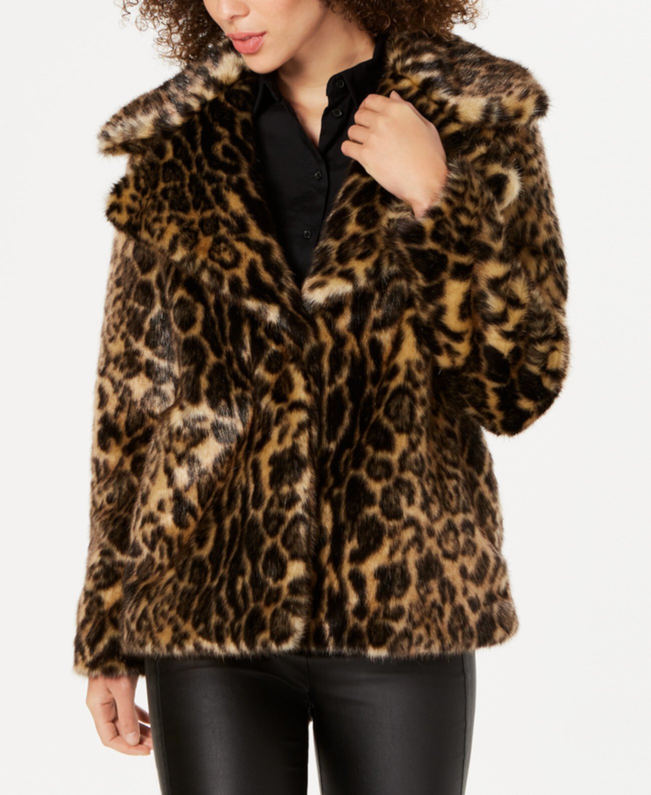 Пальто с леопардовым принтом из искусственного меха Tahari