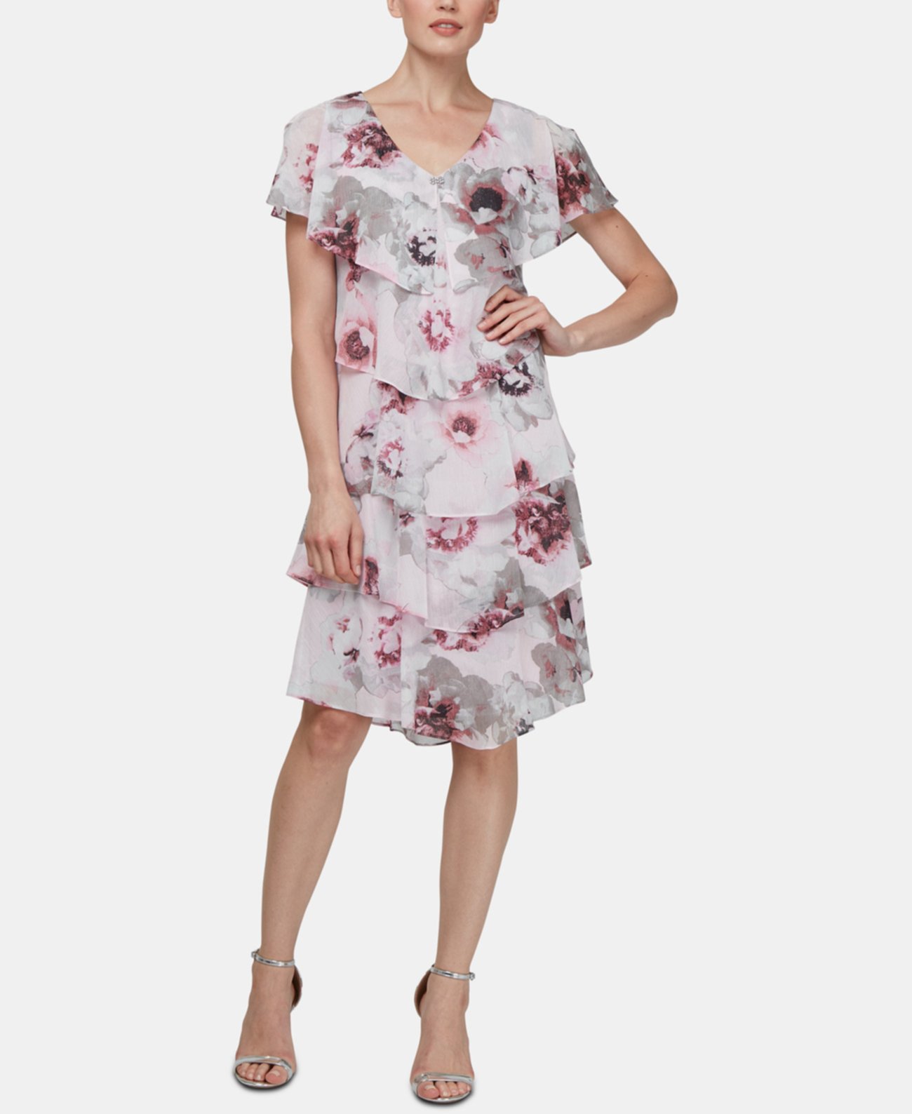 Поворотное платье с цветочным принтом Allover SL Fashions