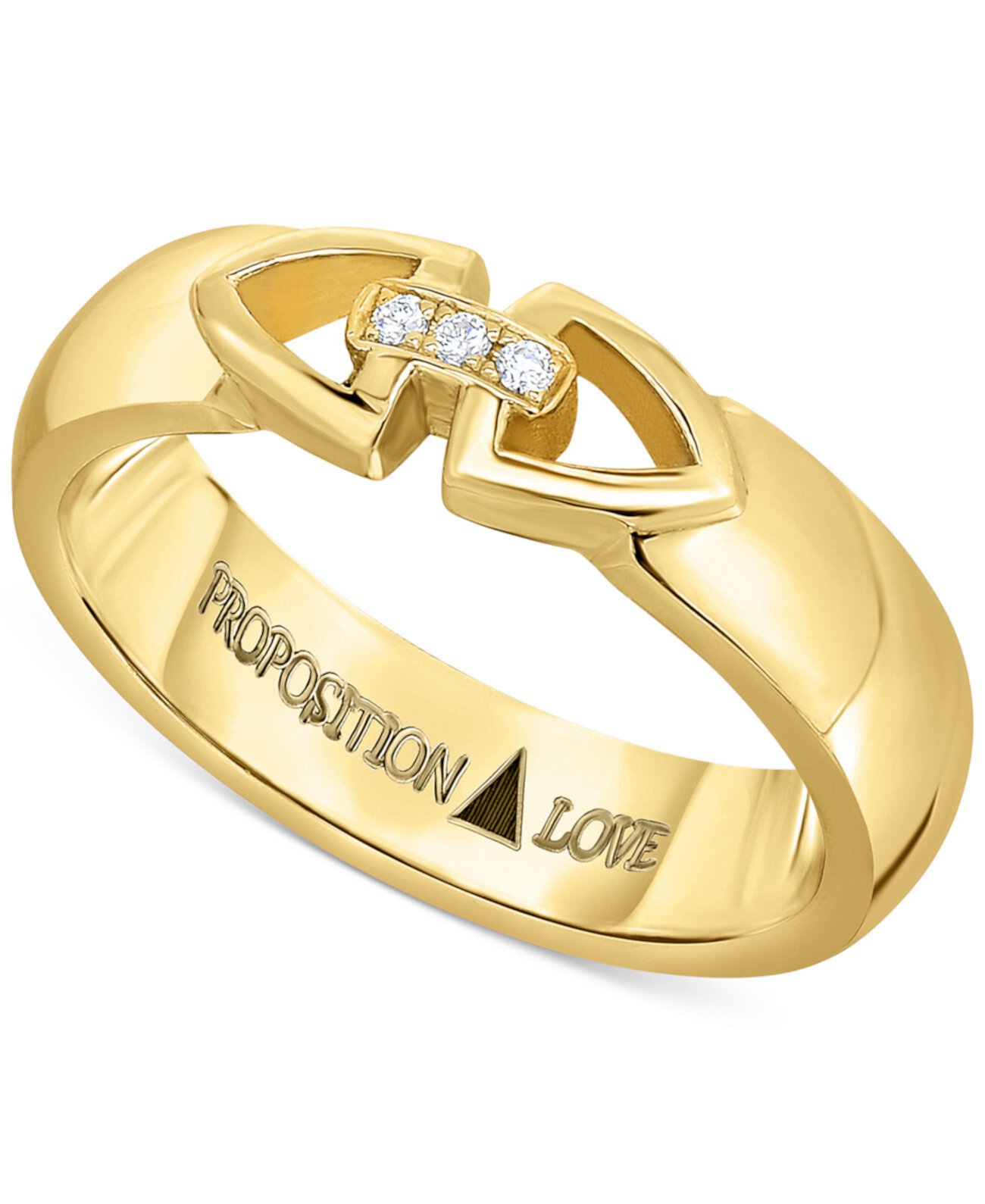 Обручальное кольцо унисекс с бриллиантовым треугольником, золото 585 пробы (1/10 карата) Proposition Love