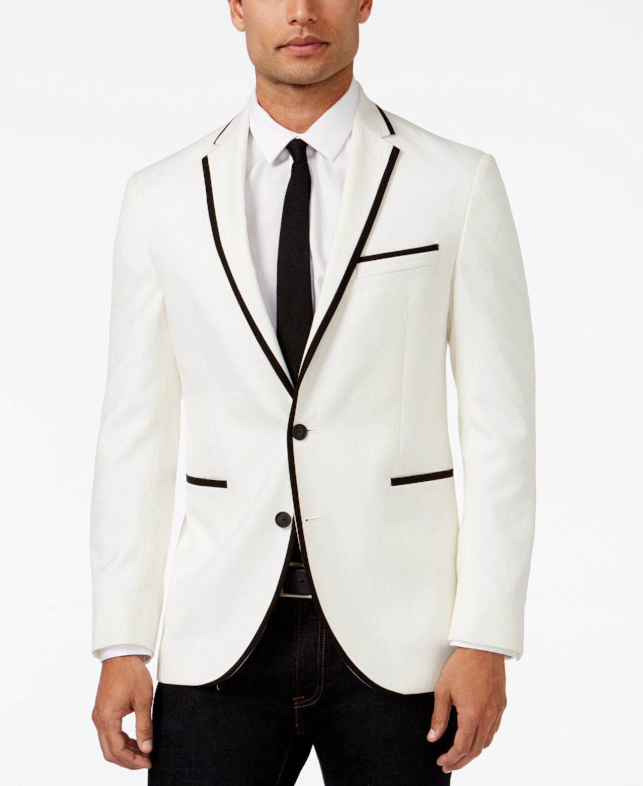 Slim-Fit White с черной отделкой Dinner Jacket, только в Интернете Kenneth Cole