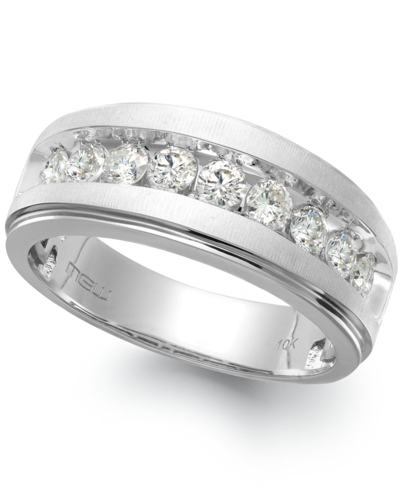 Мужское кольцо с девяти камнями и бриллиантом из белого золота 10 карат (1/4 карата) Macy's