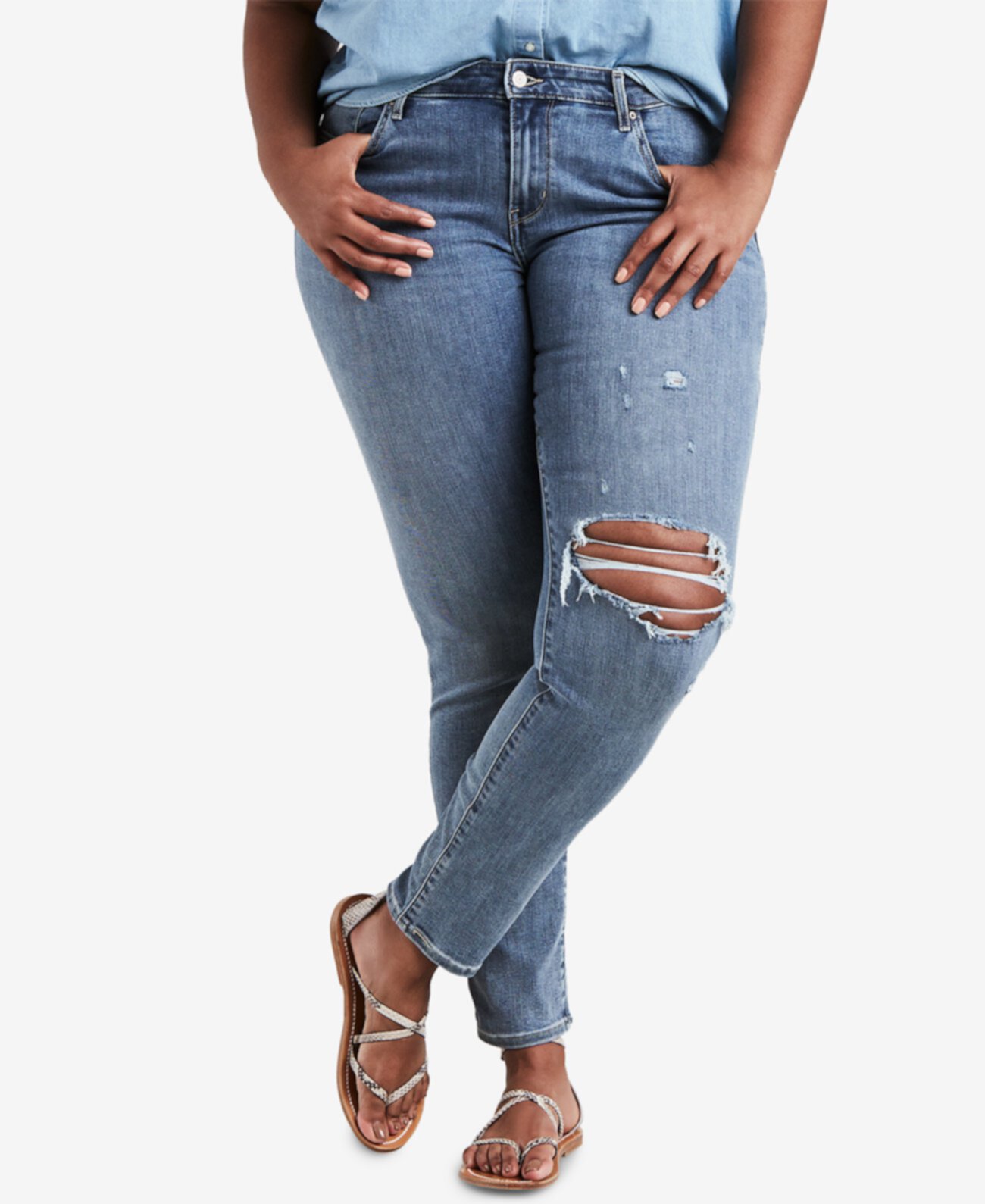 Модные джинсы плюс размер 711 рваные зауженные джинсы Levi's®