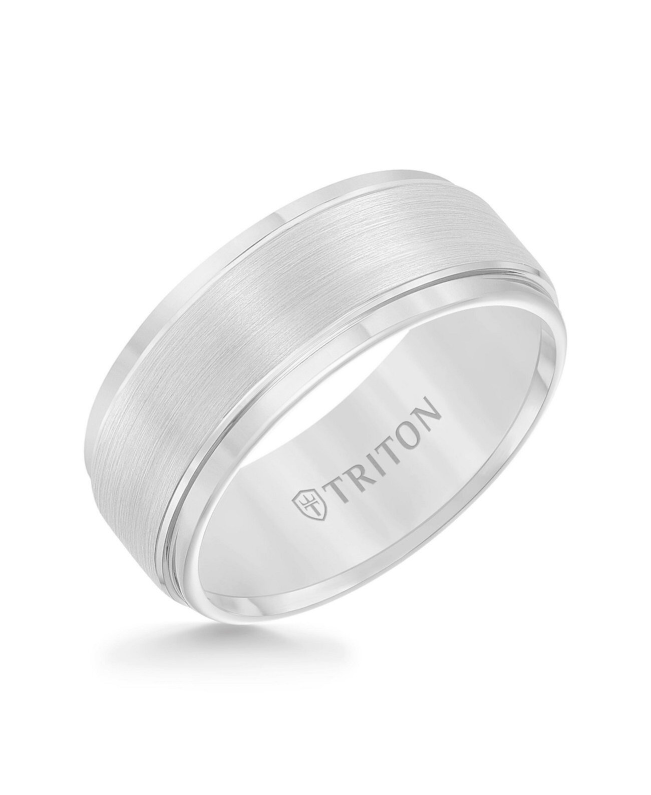 Мужское кольцо из белого карбида вольфрама, обручальное кольцо Comfort Fit (9 мм) Triton