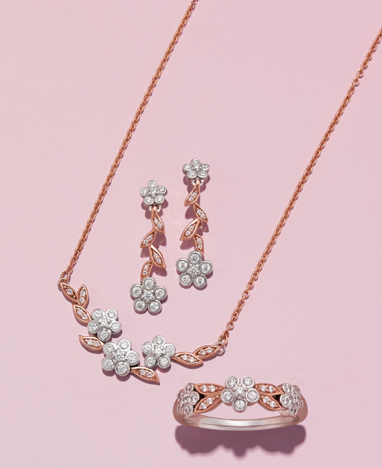 Серьги-капли с бриллиантами (1/4 кар. В.т.) из розового и белого золота 585 пробы, созданные для Macy's Wrapped in Love