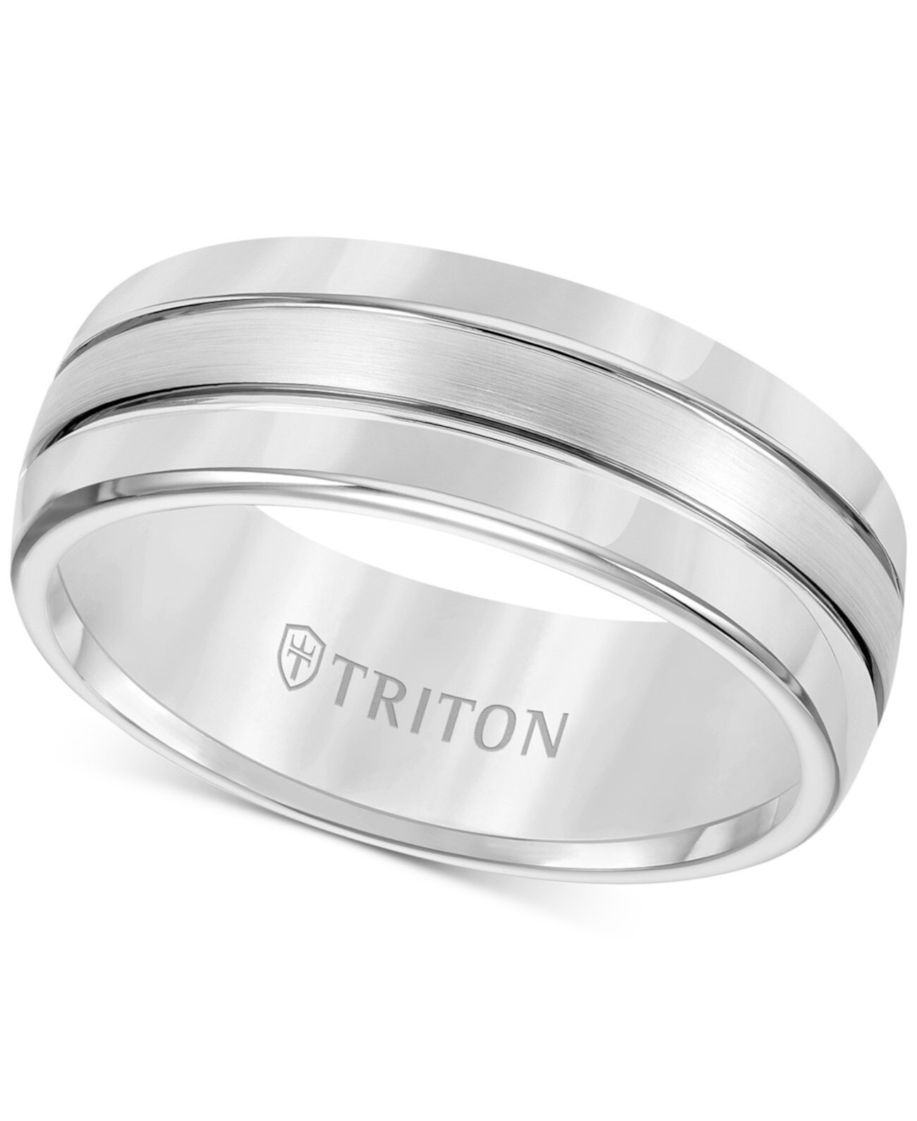 Мужское кольцо, 8-миллиметровое белое вольфрамовое обручальное кольцо Triton