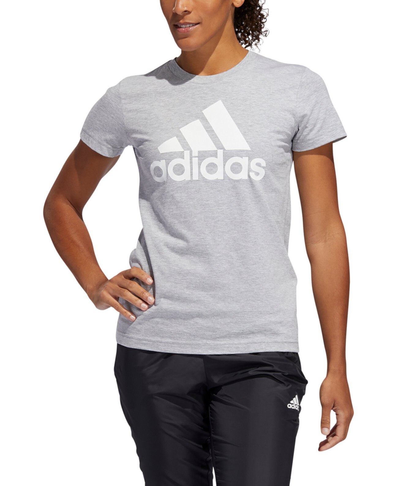 Женская хлопковая футболка со спортивным значком Adidas