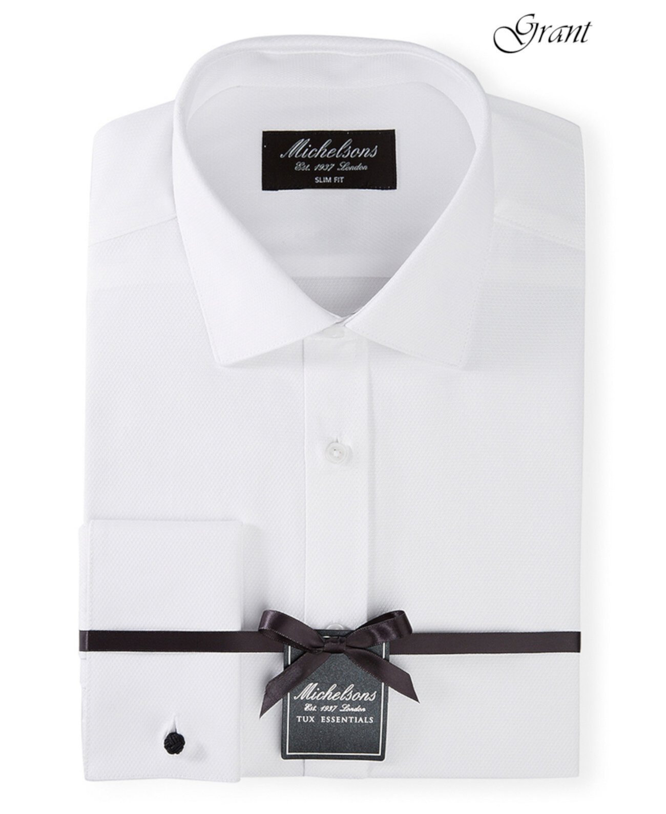 of London Мужская облегающая рубашка со смокинговым вырезом из плотной французской ткани MICHELSONS OF LONDON