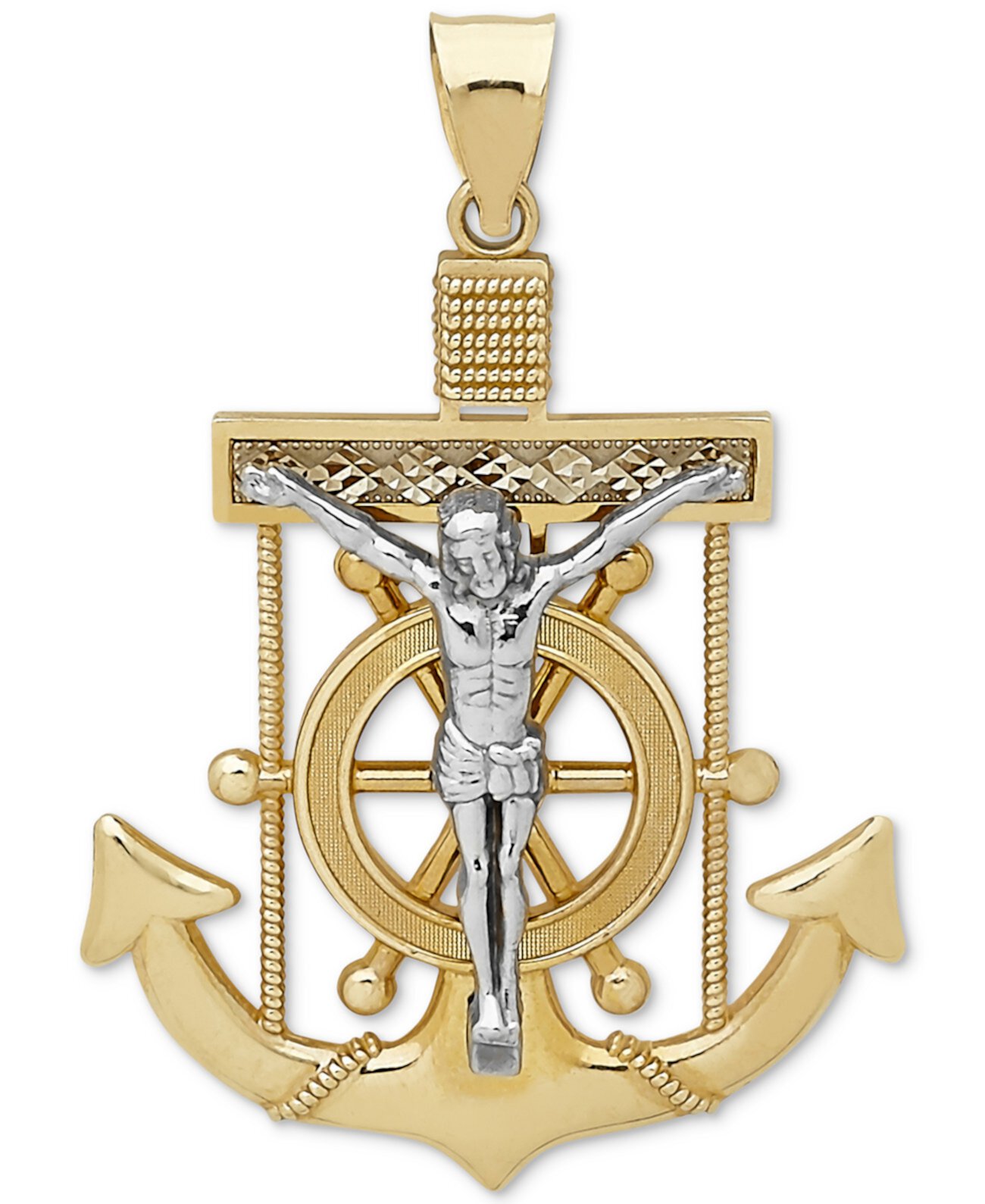 Подвеска Mariner Cross для мужчин из золота 585 пробы и белого золота Macy's