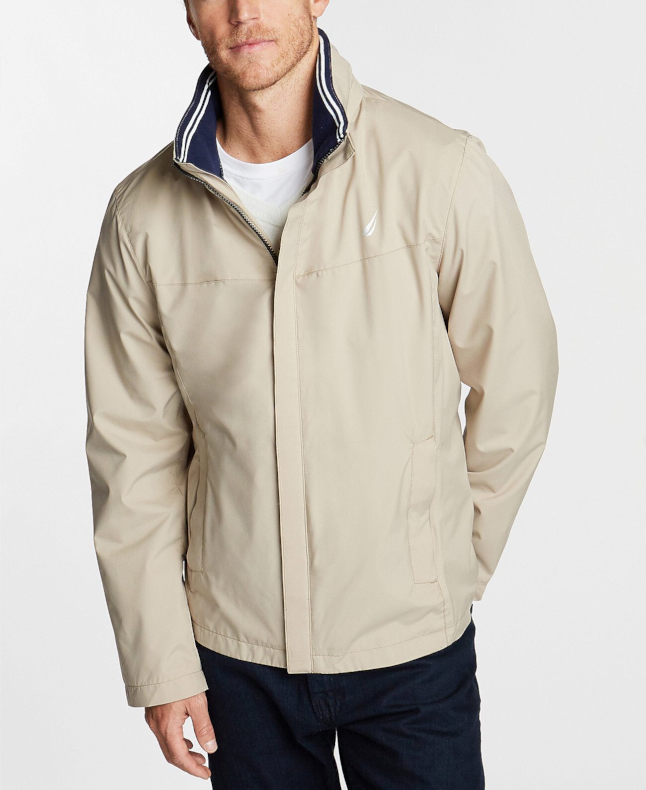 Мужская классическая легкая куртка Rainbreaker с капюшоном и молнией спереди Nautica