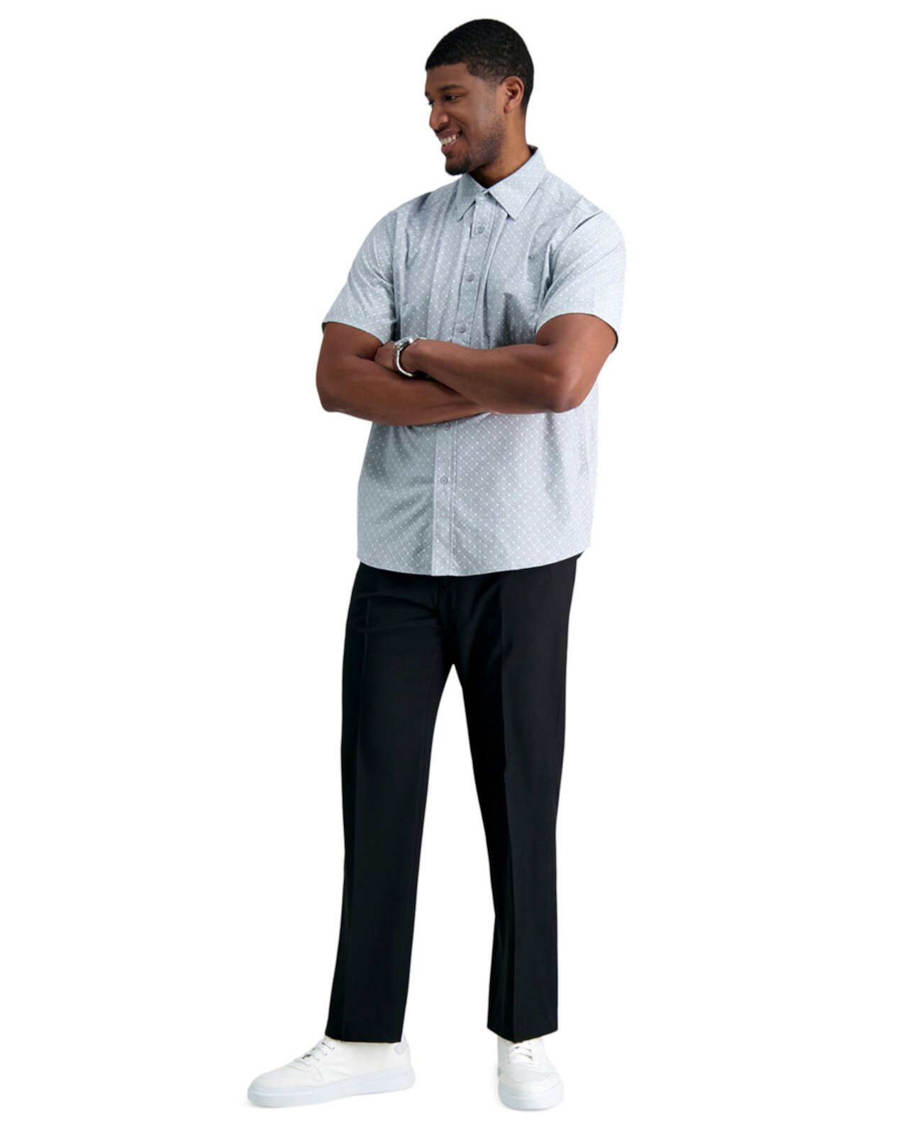 Мужские удобные стрейч-классические брюки классического кроя для больших и высоких с плоской передней частью HAGGAR