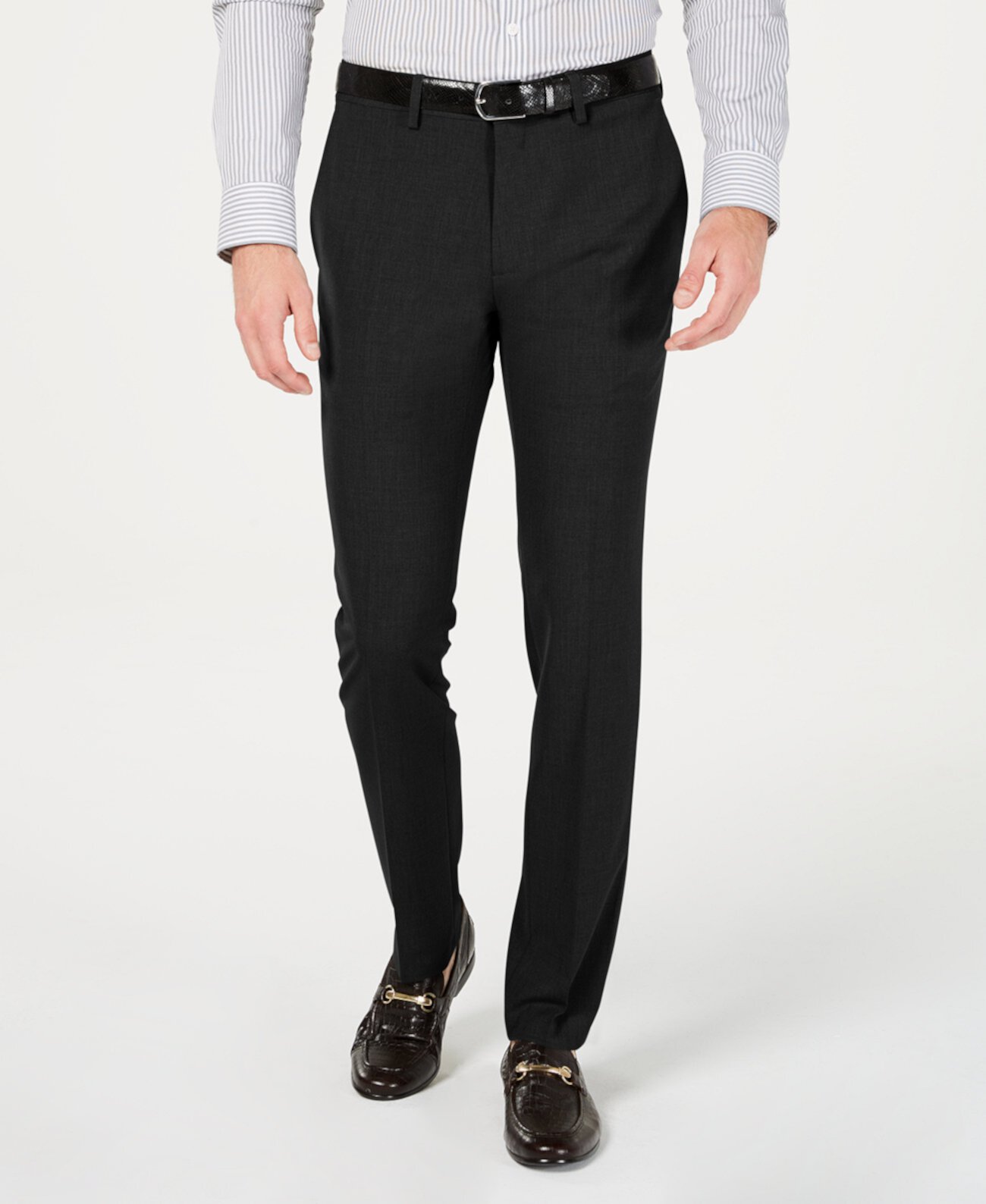 Мужские габардиновые узкие / сверхтонкие классические брюки из эластичного материала на плоской подошве Kenneth Cole