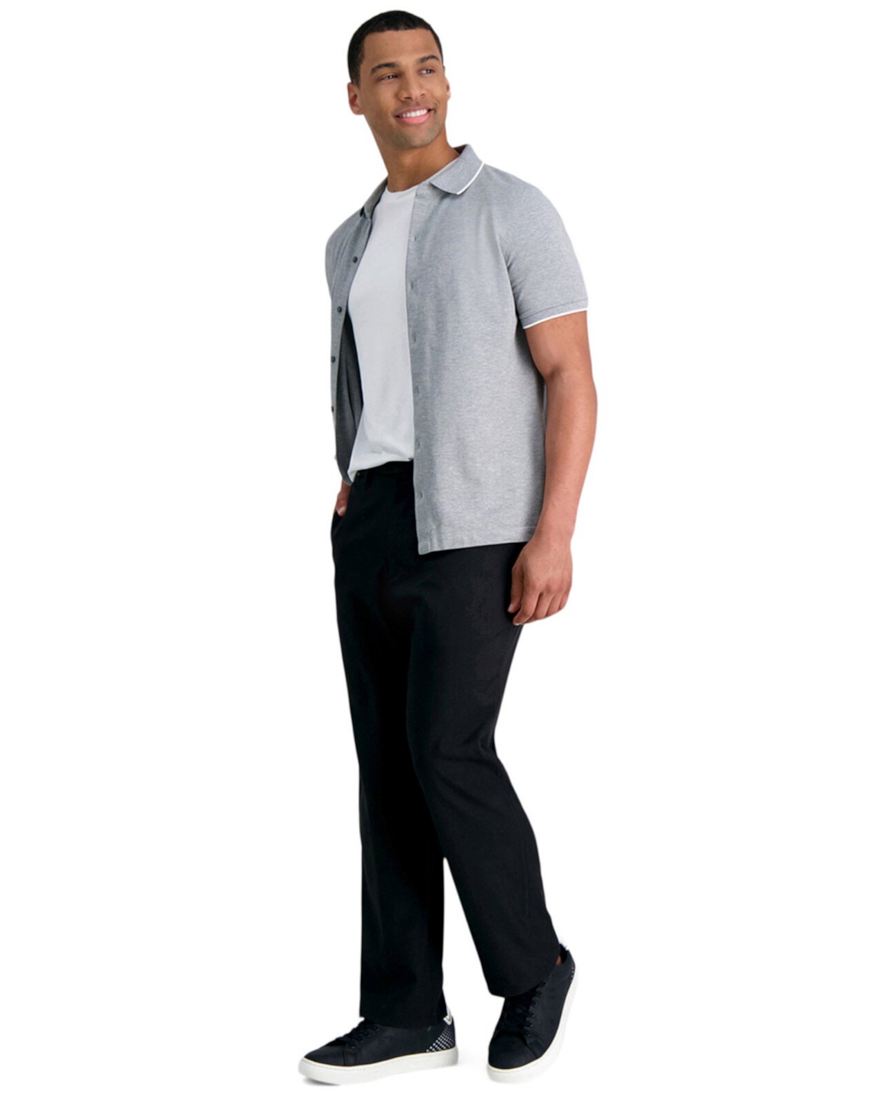 Мужские классические эластичные сплошные плоские передние классические брюки премиум класса Comfort HAGGAR