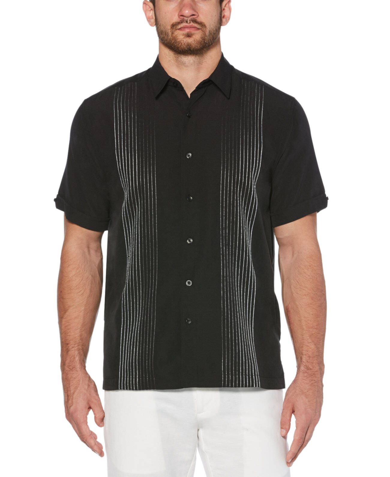 Мужская рубашка с коротким рукавом в полоску Big & Tall с вышивкой омбре Cubavera
