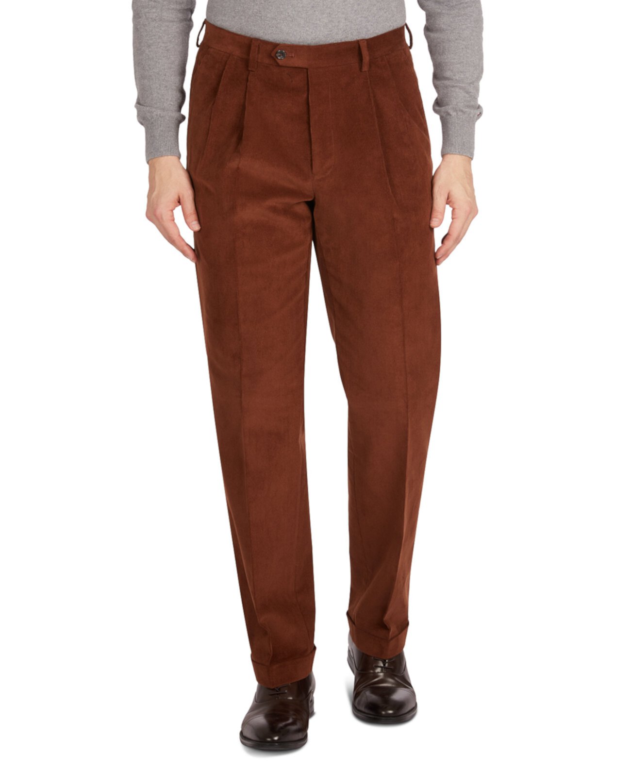 Мужские классические / вельветовые классические брюки с двойной перевернутой складкой и классическим / стандартным кроем Ralph Lauren