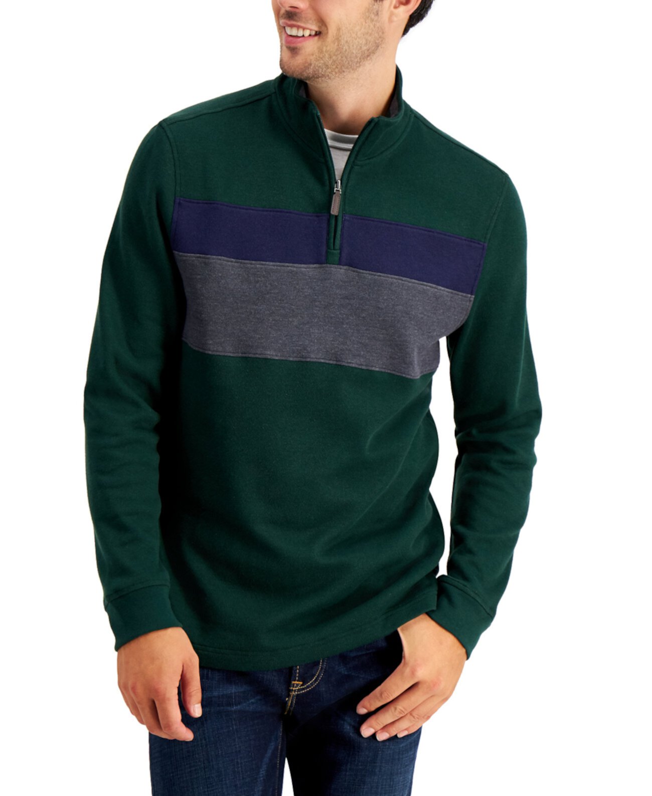Пуловер с французскими рёбрами на молнии для мужчин, создан для Macy's Club Room