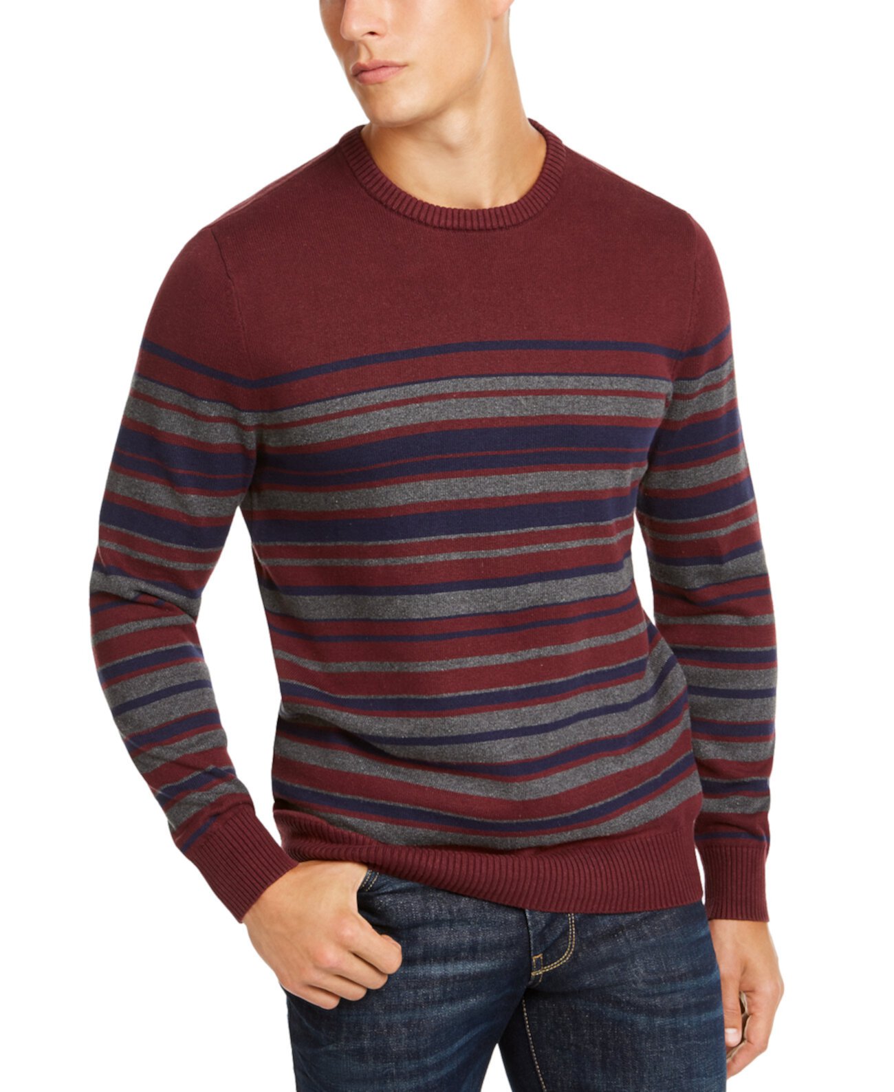 Мужской полосатый хлопковый свитер, созданный для Macy's Club Room