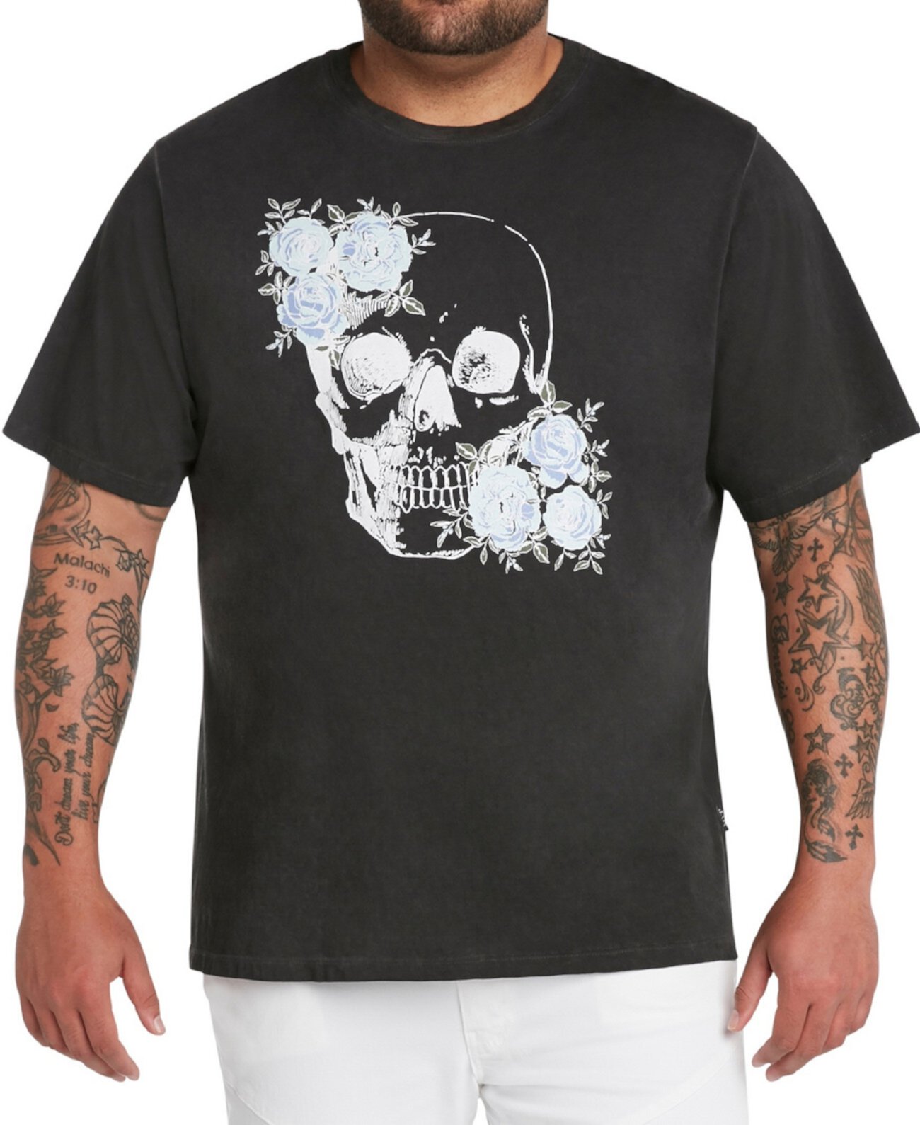 Коллекции MVP Мужская футболка с широким цветочным принтом и блестками с масляным принтом Mvp Collections By Mo Vaughn Productions