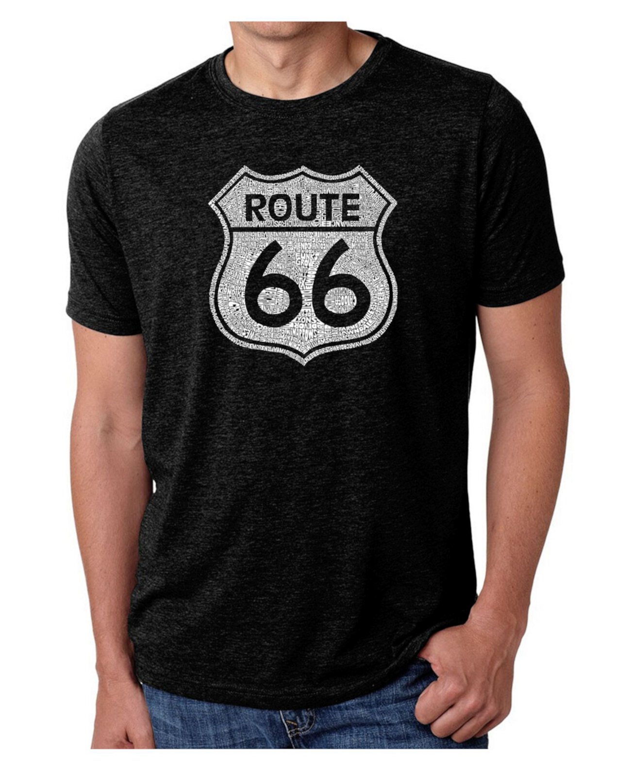 Мужская футболка Premium Blend Word Art - Route 66 LA Pop Art