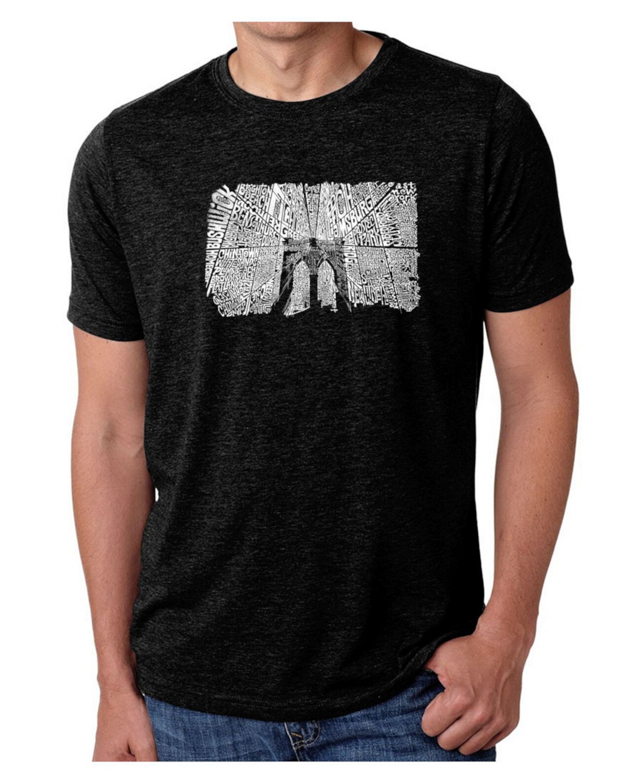 Мужская футболка премиум-класса с надписью Mens Premium - Бруклинский мост LA Pop Art