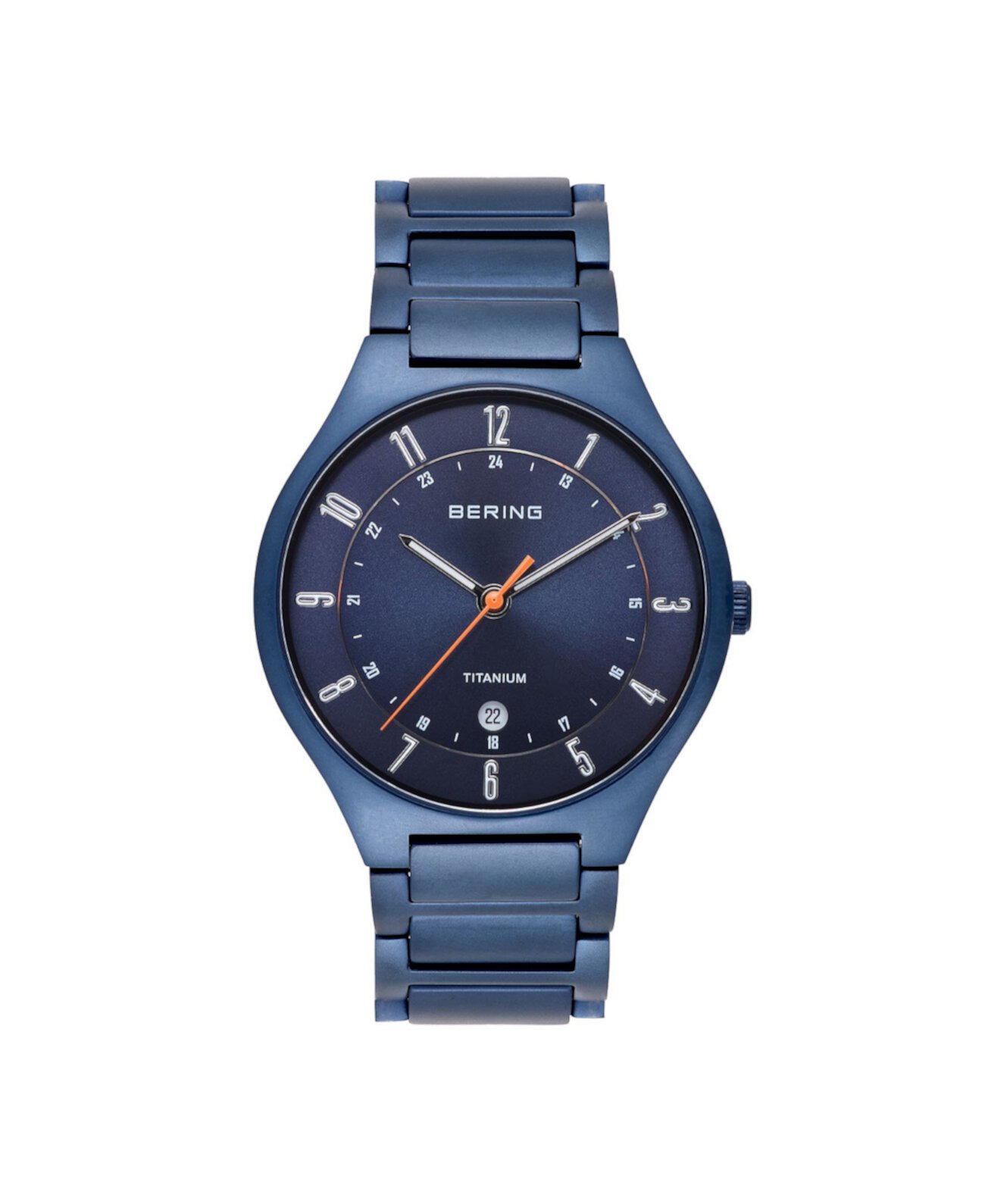 Мужские синие титановые часы-браслет 39 мм Bering