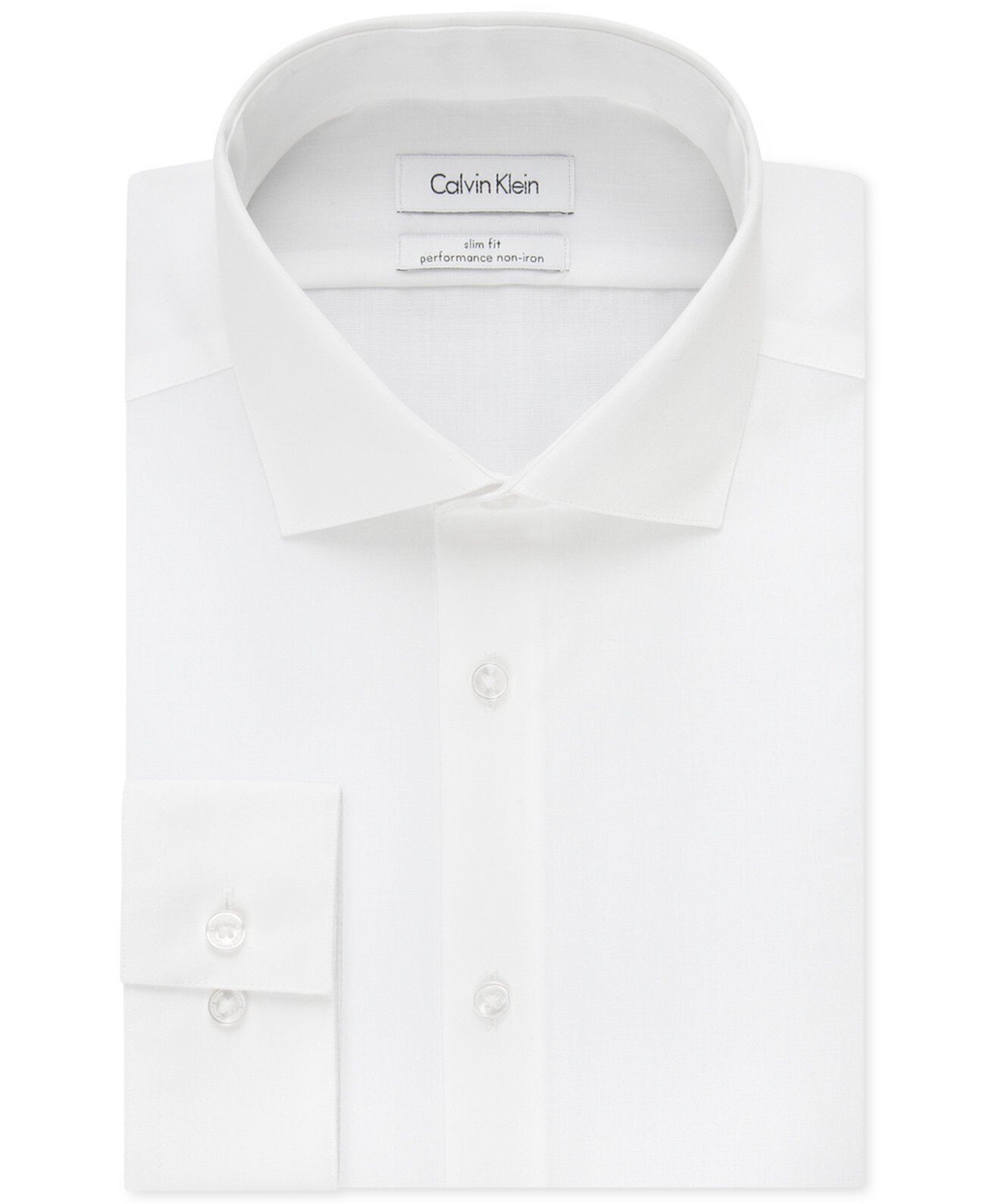 Мужская приталенная классическая рубашка в елочку с открытыми воротниками и без железа Calvin Klein