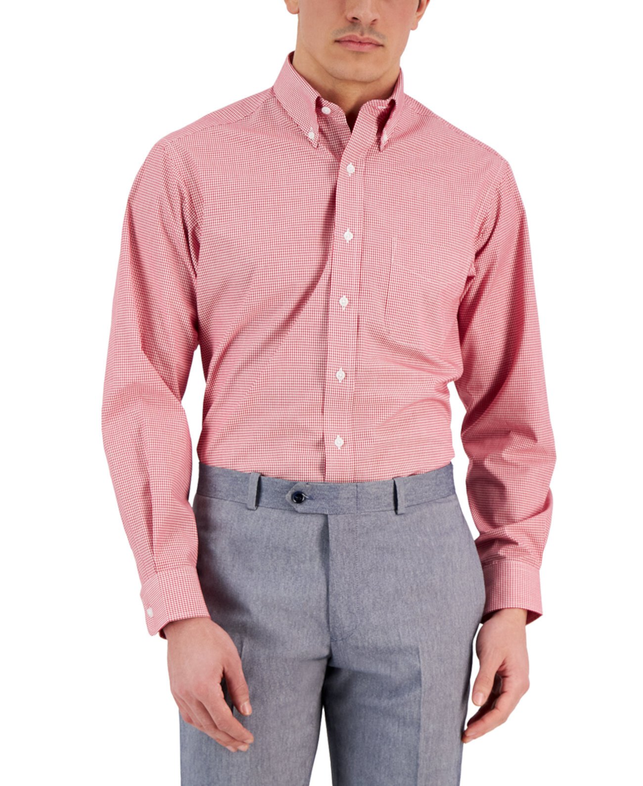 Мужская классическая рубашка стандартного кроя в мелкую клетку, созданная для Macy's Club Room