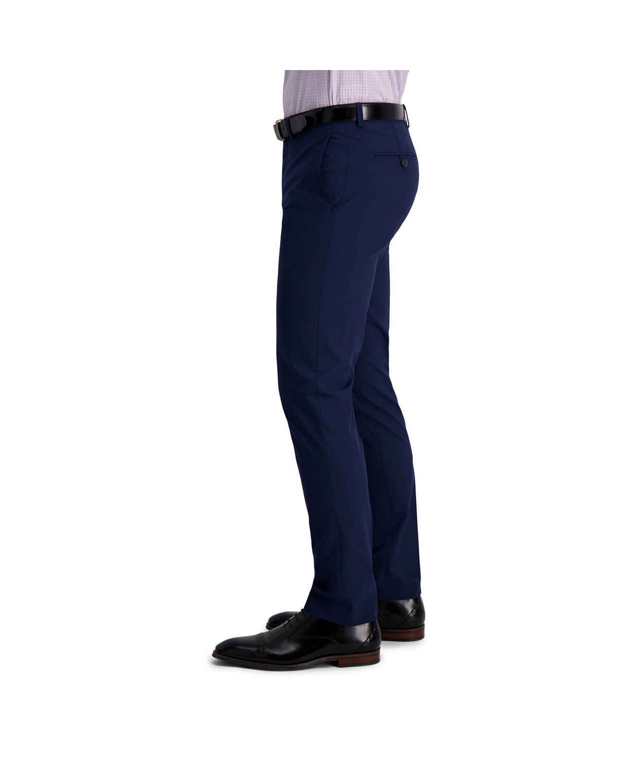Комфортные эластичные однотонные классические брюки скинни с плоской передней частью Louis Raphael