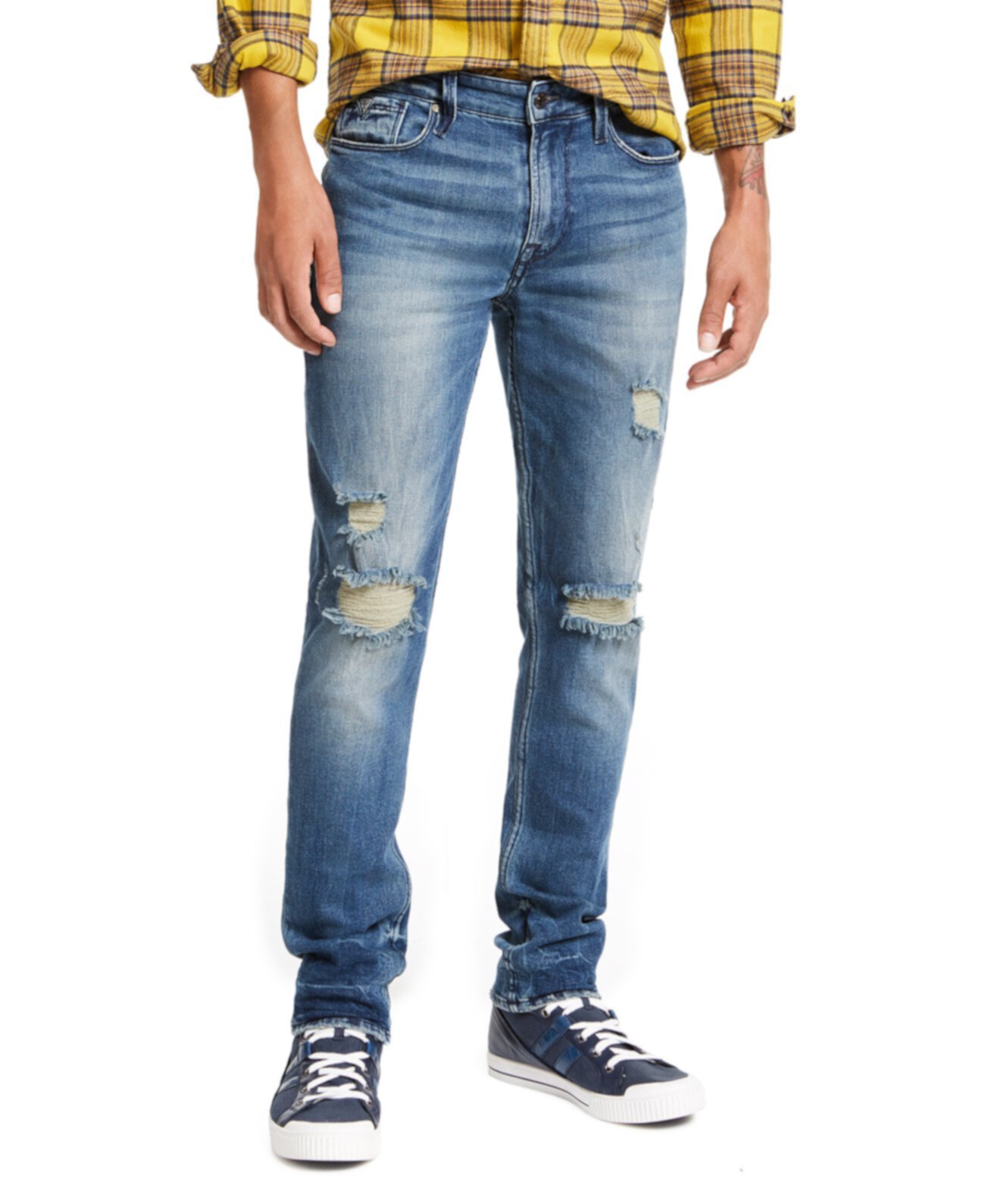 Мужские узкие рваные джинсы GUESS
