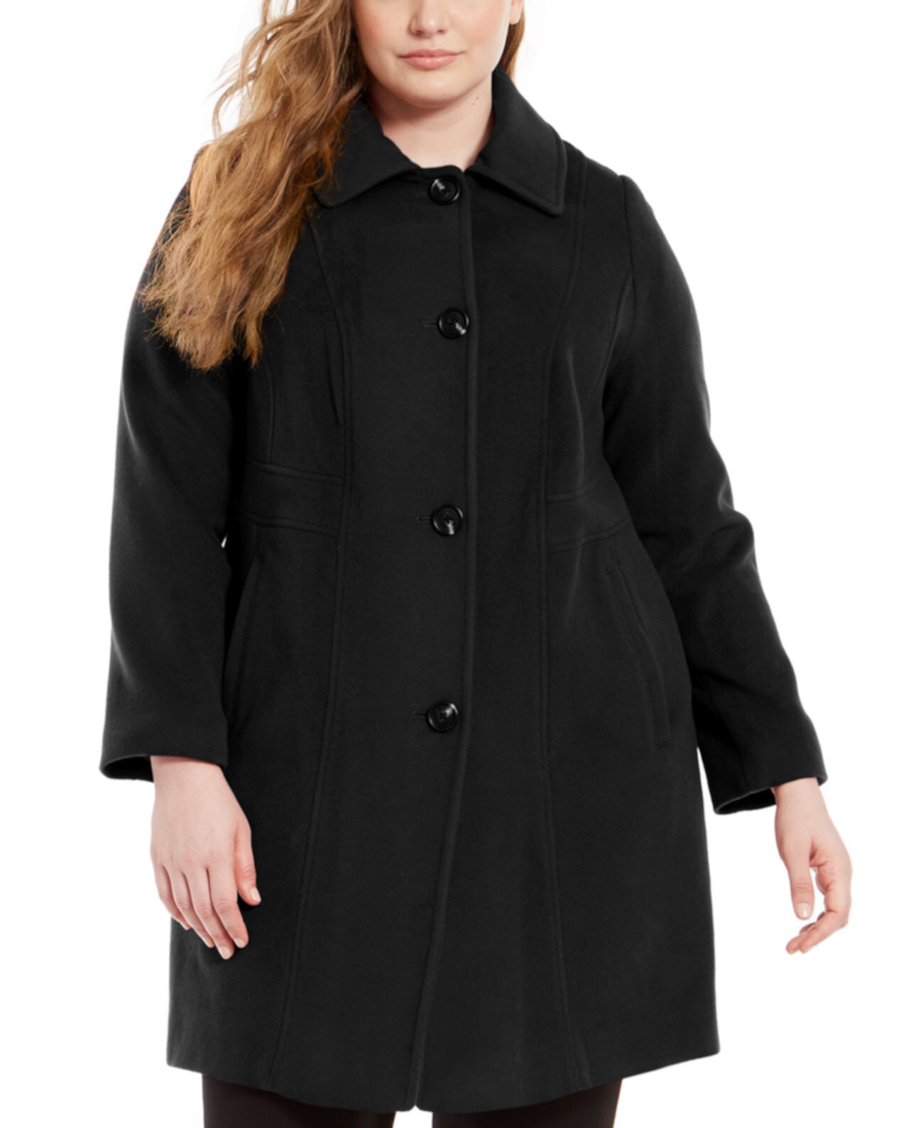 Пальто однобортный с воротником большого размера Anne Klein