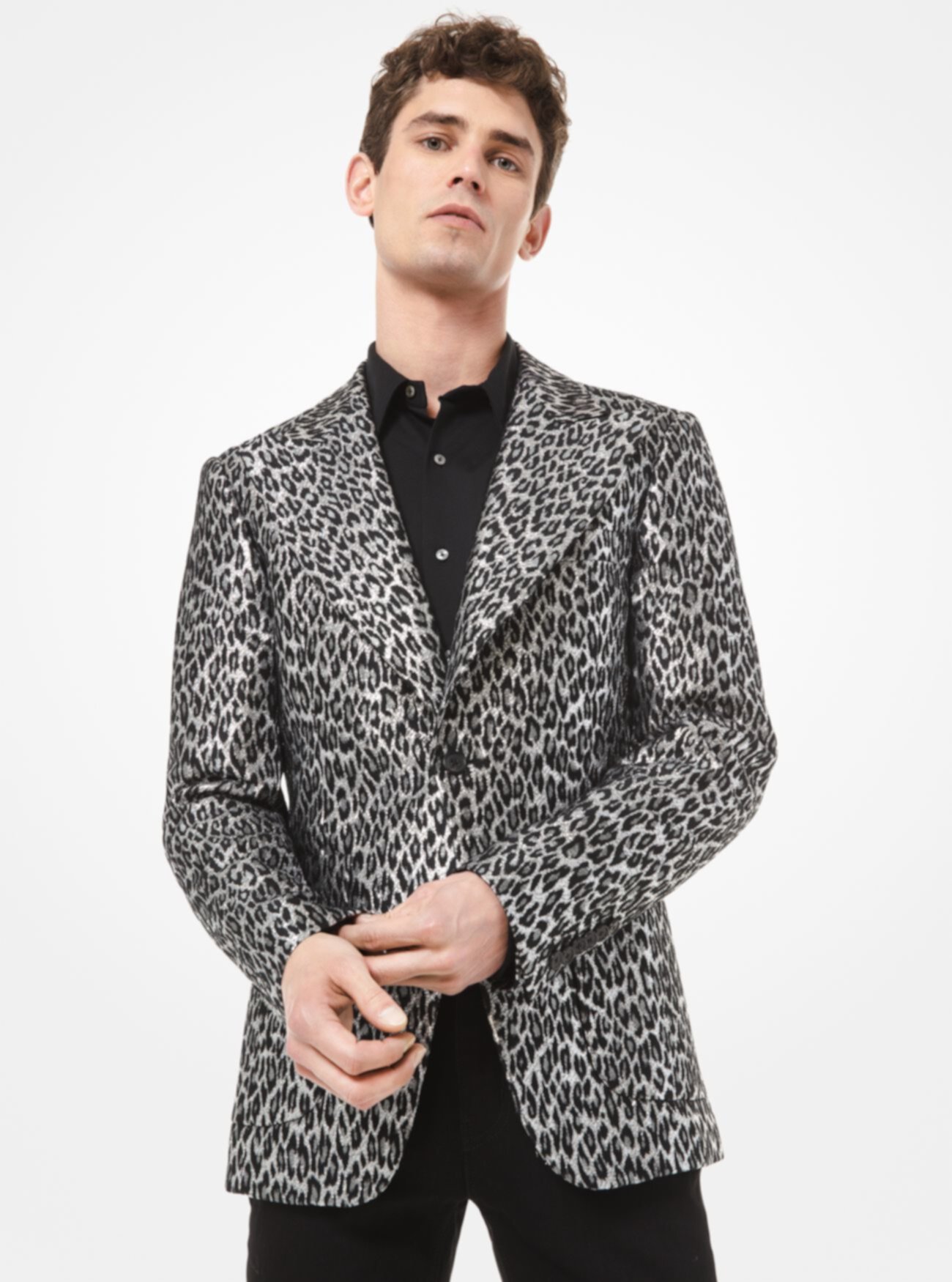 Пиджак из шерстяного жаккарда с леопардовым принтом Michael Kors