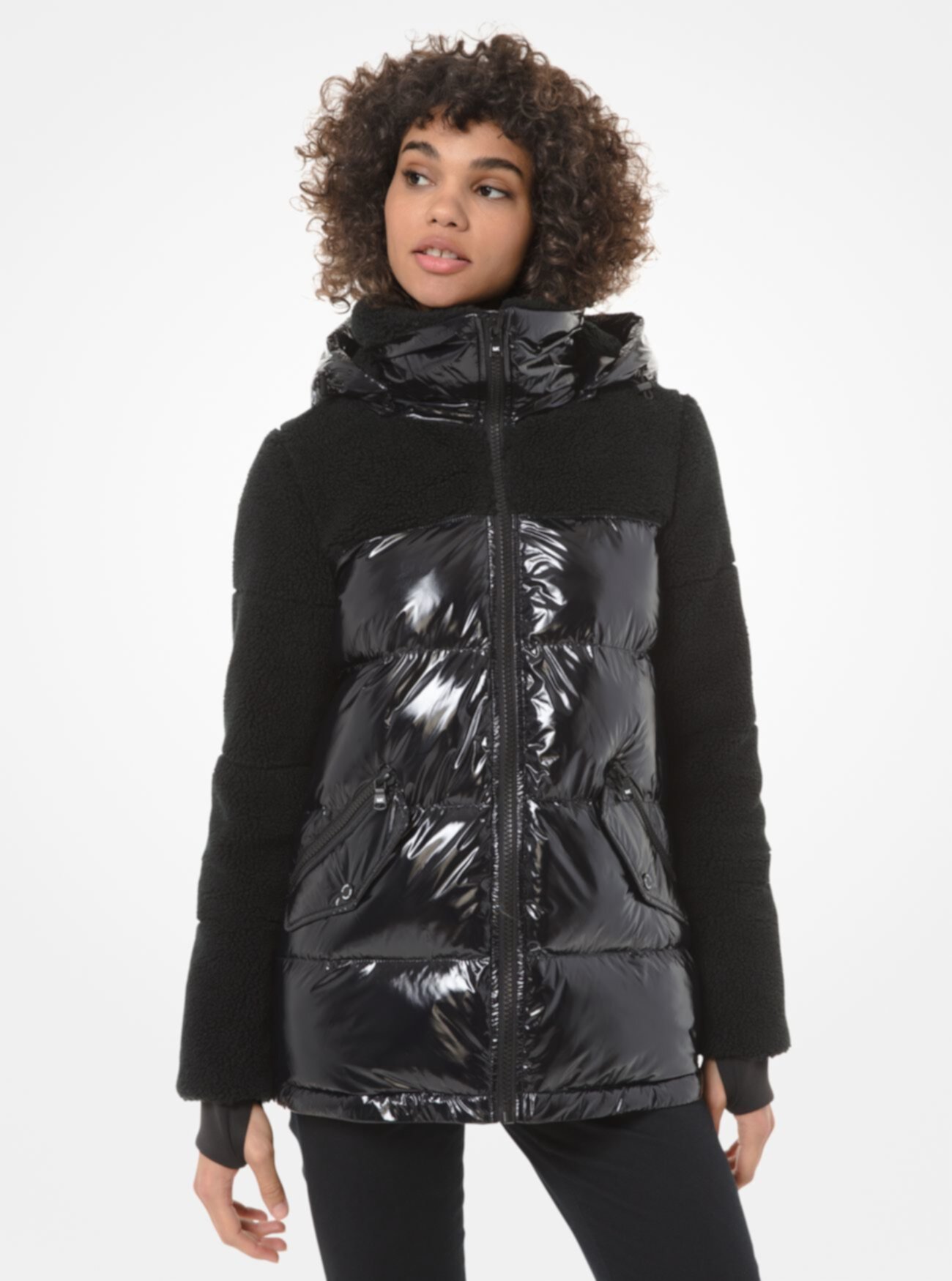 Пуховик Michael Michael Kors cire nylon Puffer, черный