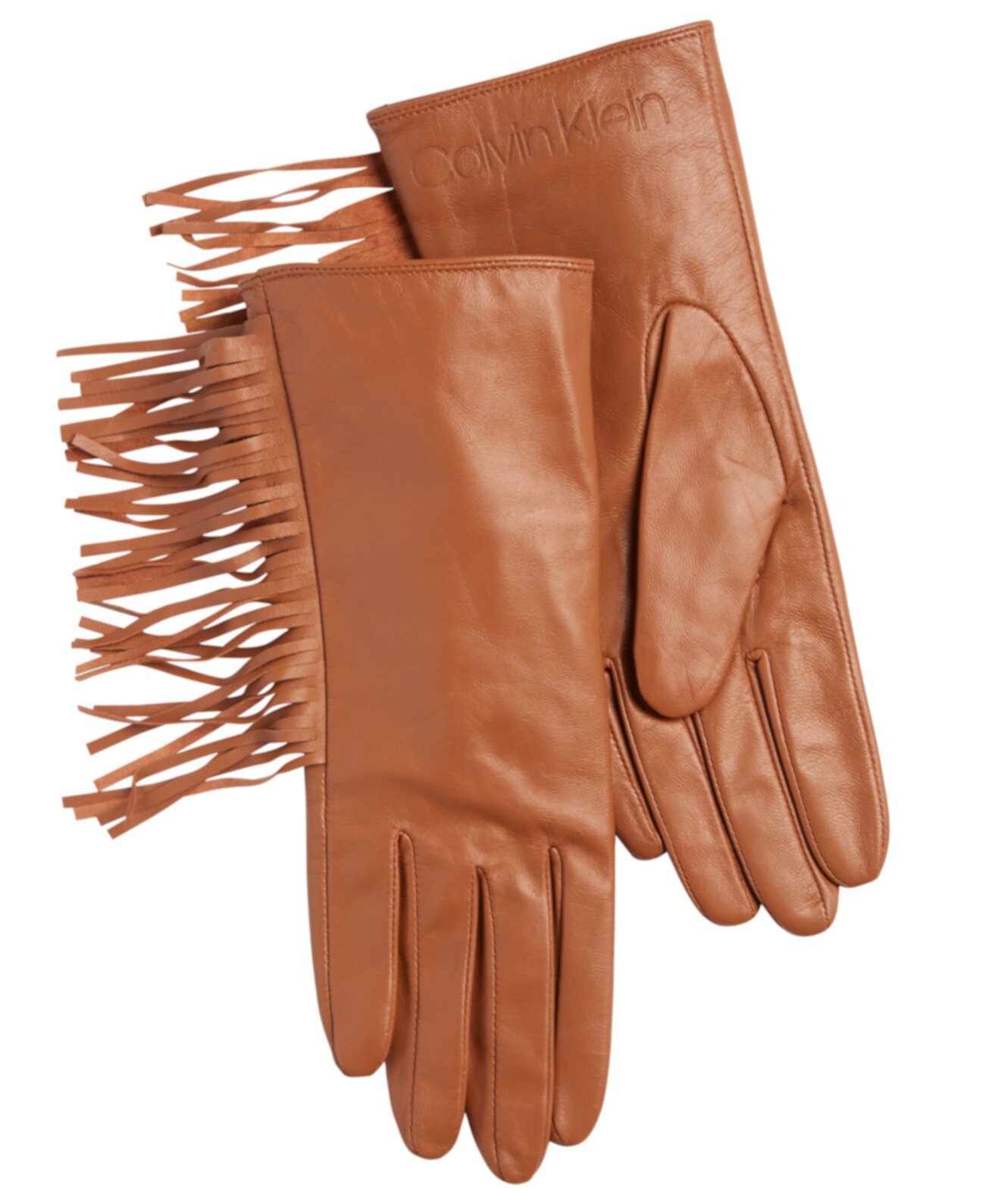Кожаные перчатки с бахромой Calvin Klein