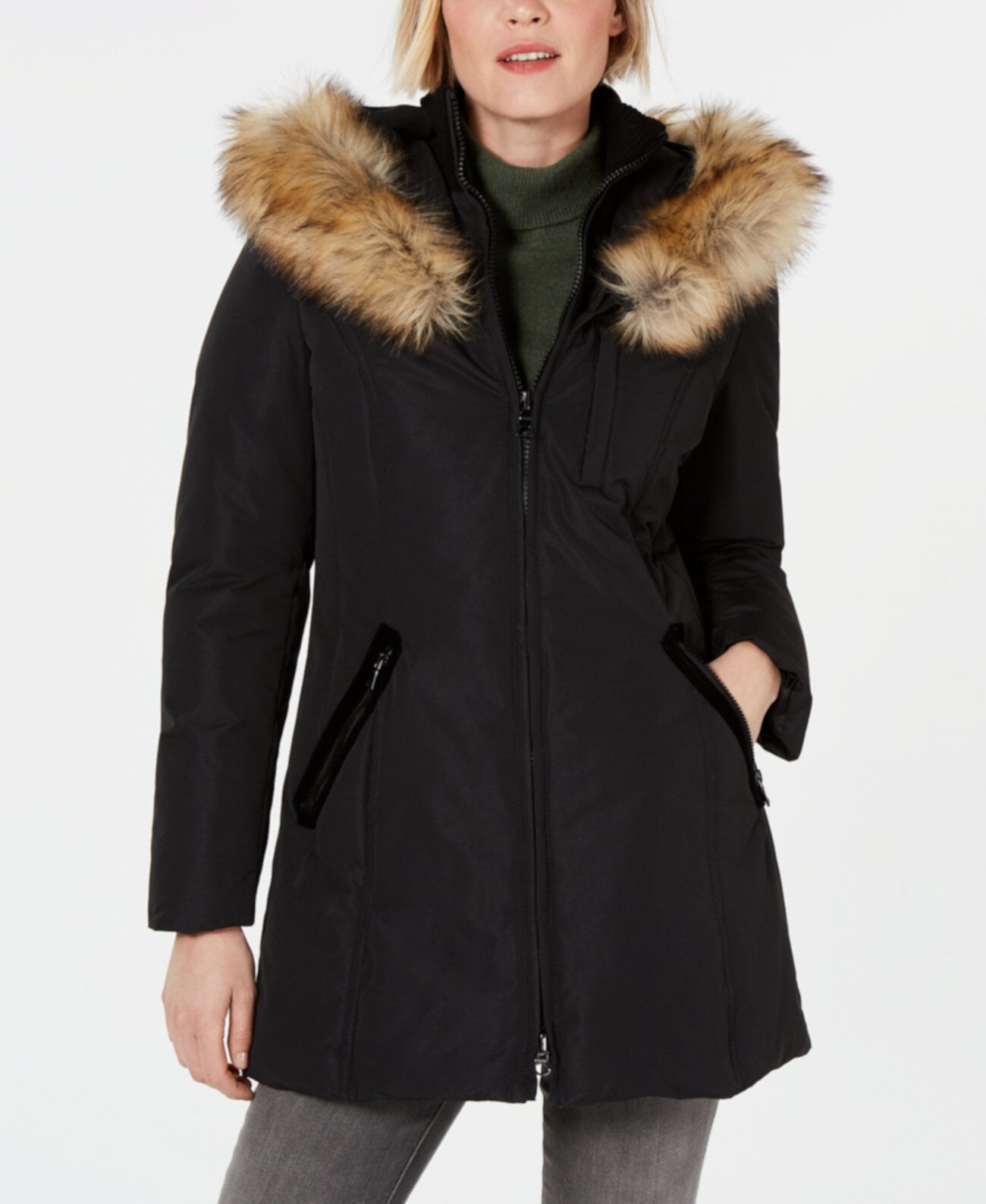 INC Petite Пальто из искусственной меха с капюшоном, созданное для Macy's INC International Concepts