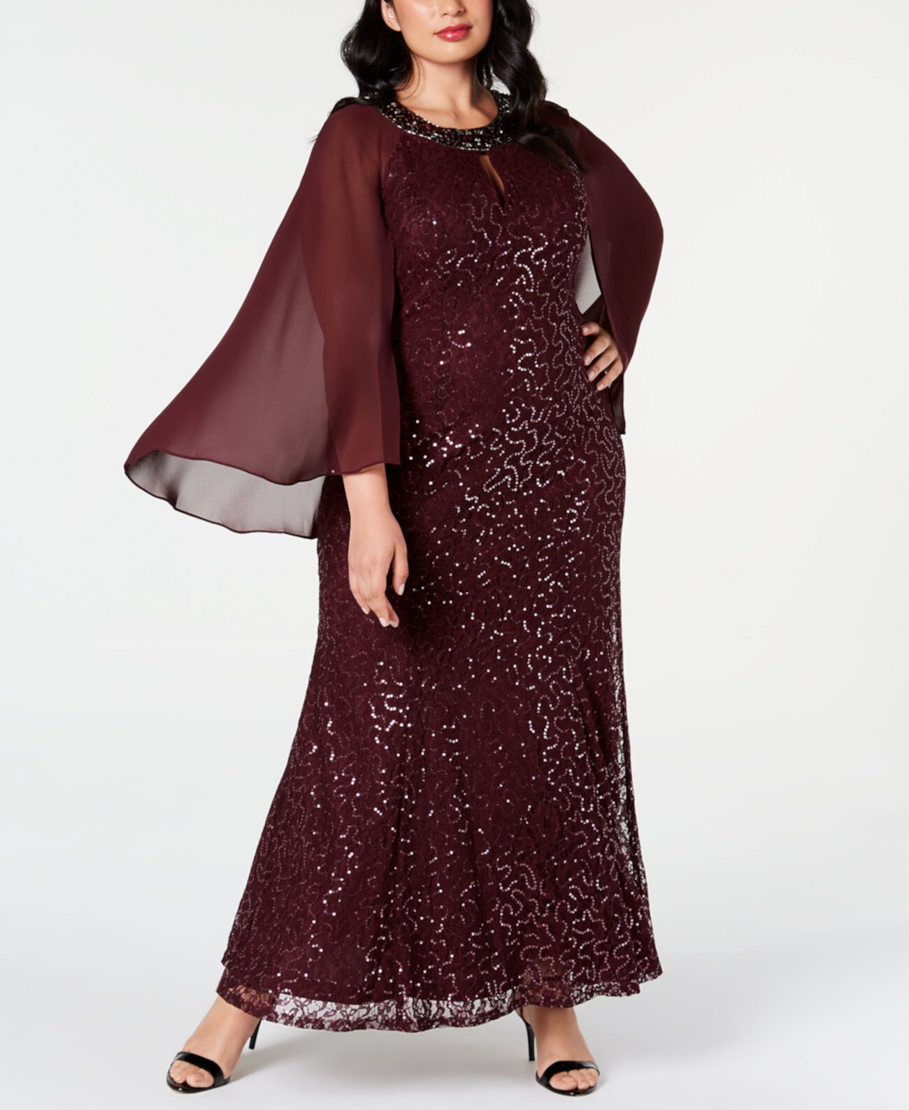 Кружевное платье с капюшоном больших размеров SL Fashions