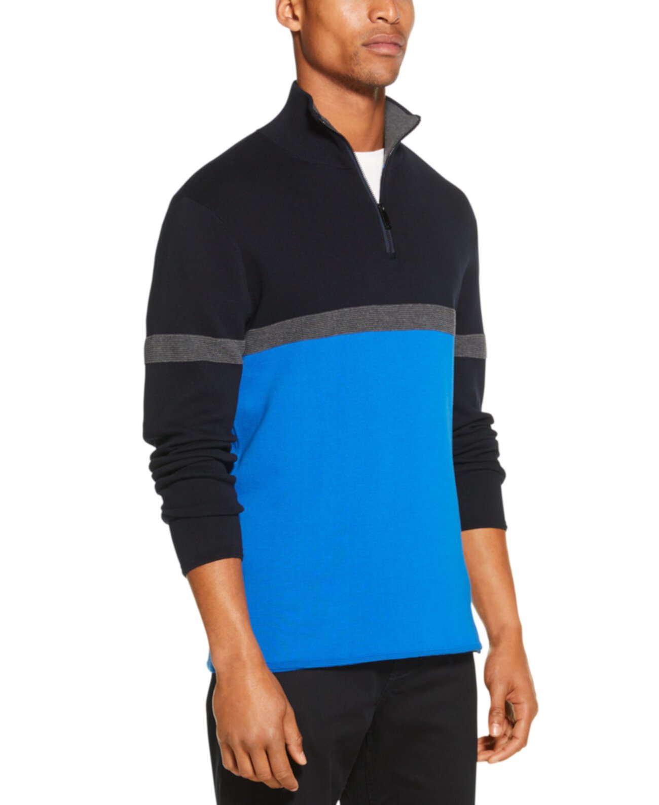 Мужской свитер с цветными блоками в османском стиле с логотипом 1/4 на молнии DKNY