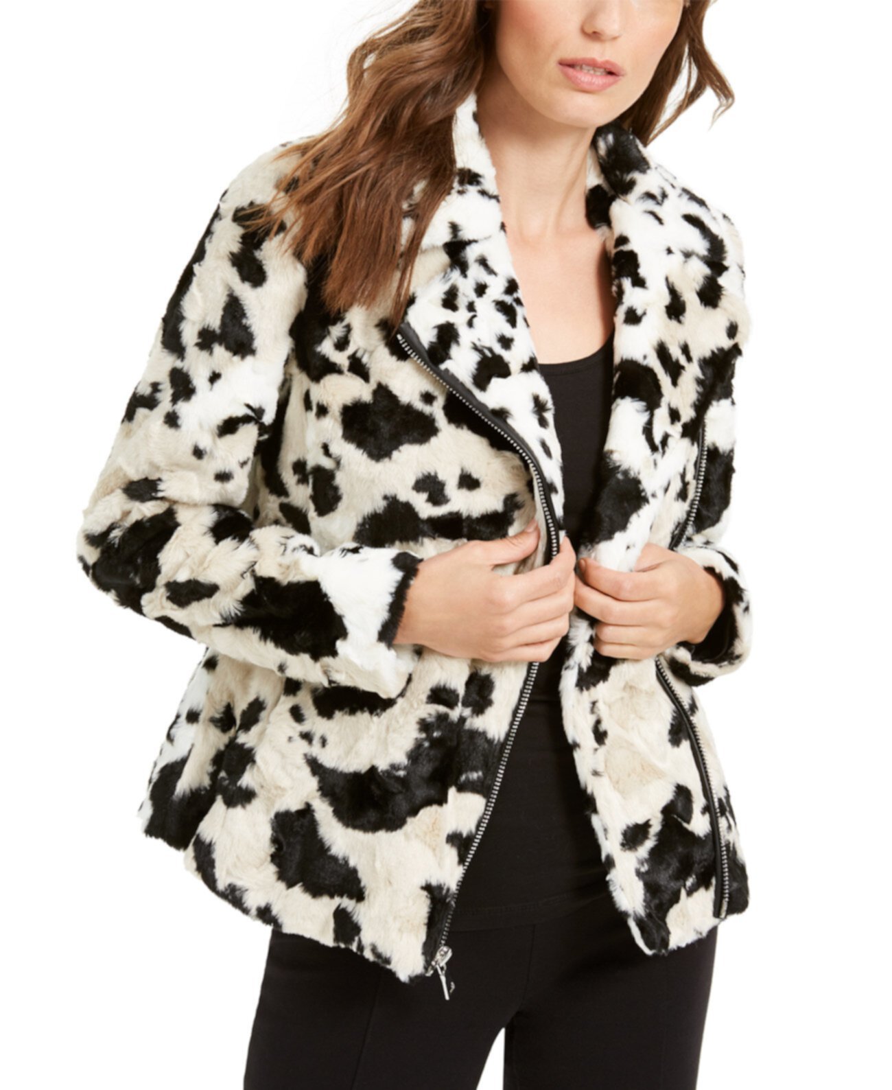 INC Пальто из искусственного меха с коровьим принтом, созданное для Macy's INC International Concepts