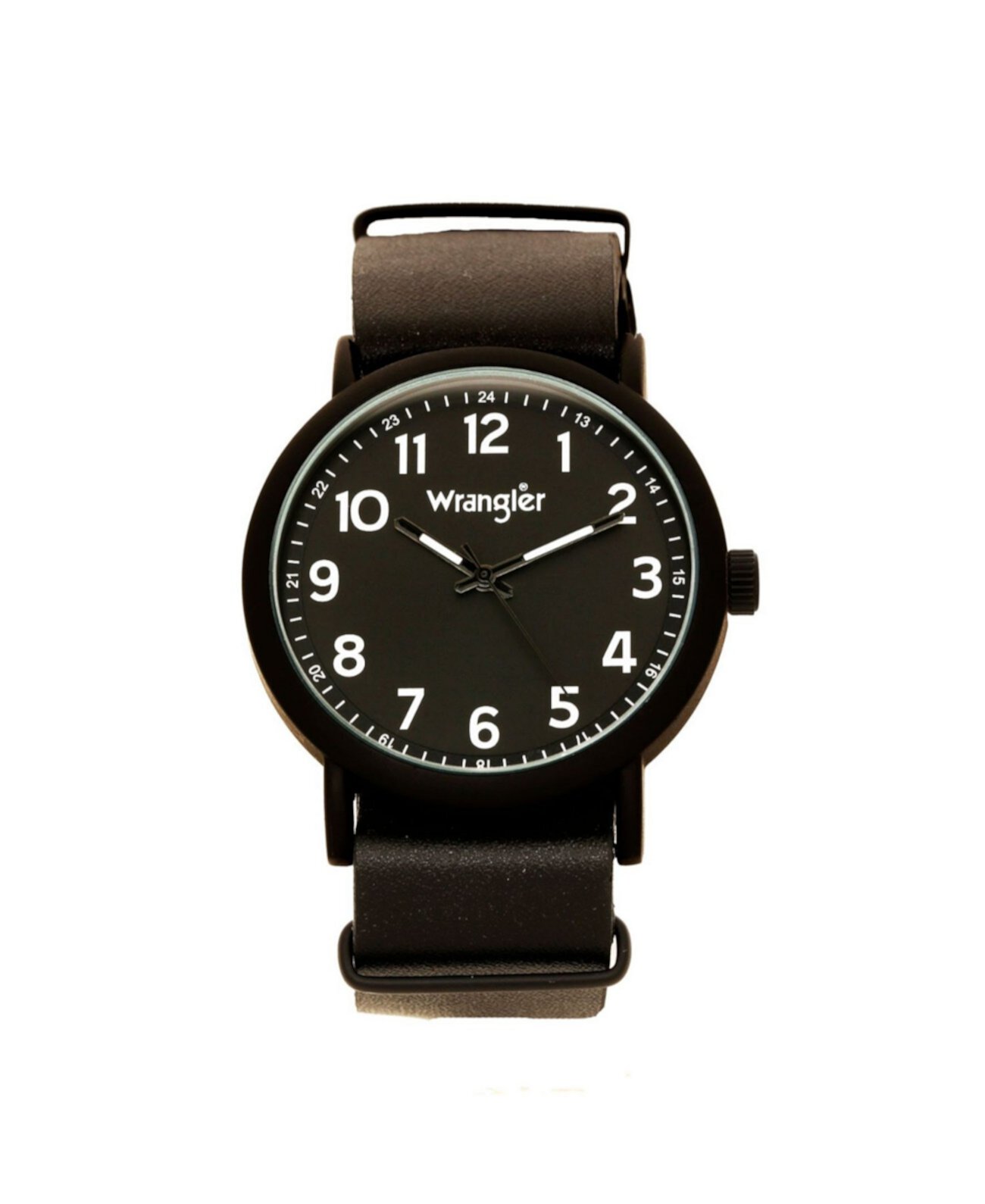 Мужские часы, черный корпус 51 мм IP, черный циферблат, черные арабские цифры с черными стрелками, черный ремешок НАТО, аналоговый, черная секундная стрелка Wrangler