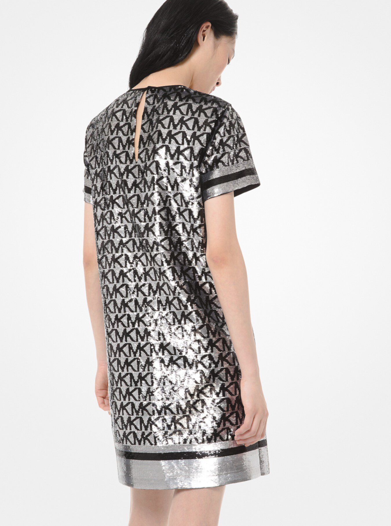 Платье-футболка с блестками и логотипом Georgette Michael Kors