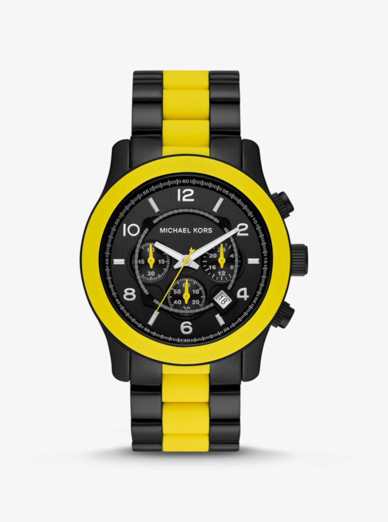 Большие черно-белые и силиконовые часы для взлетно-посадочной полосы Michael Kors