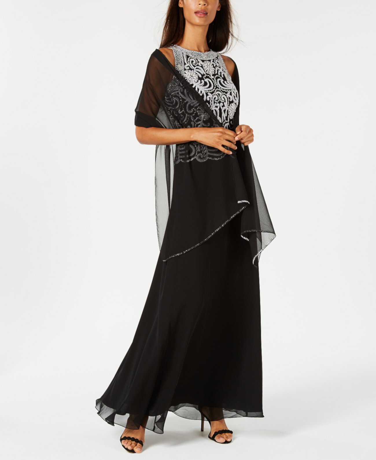 Платье из бисера и шифоновый шарф J Kara