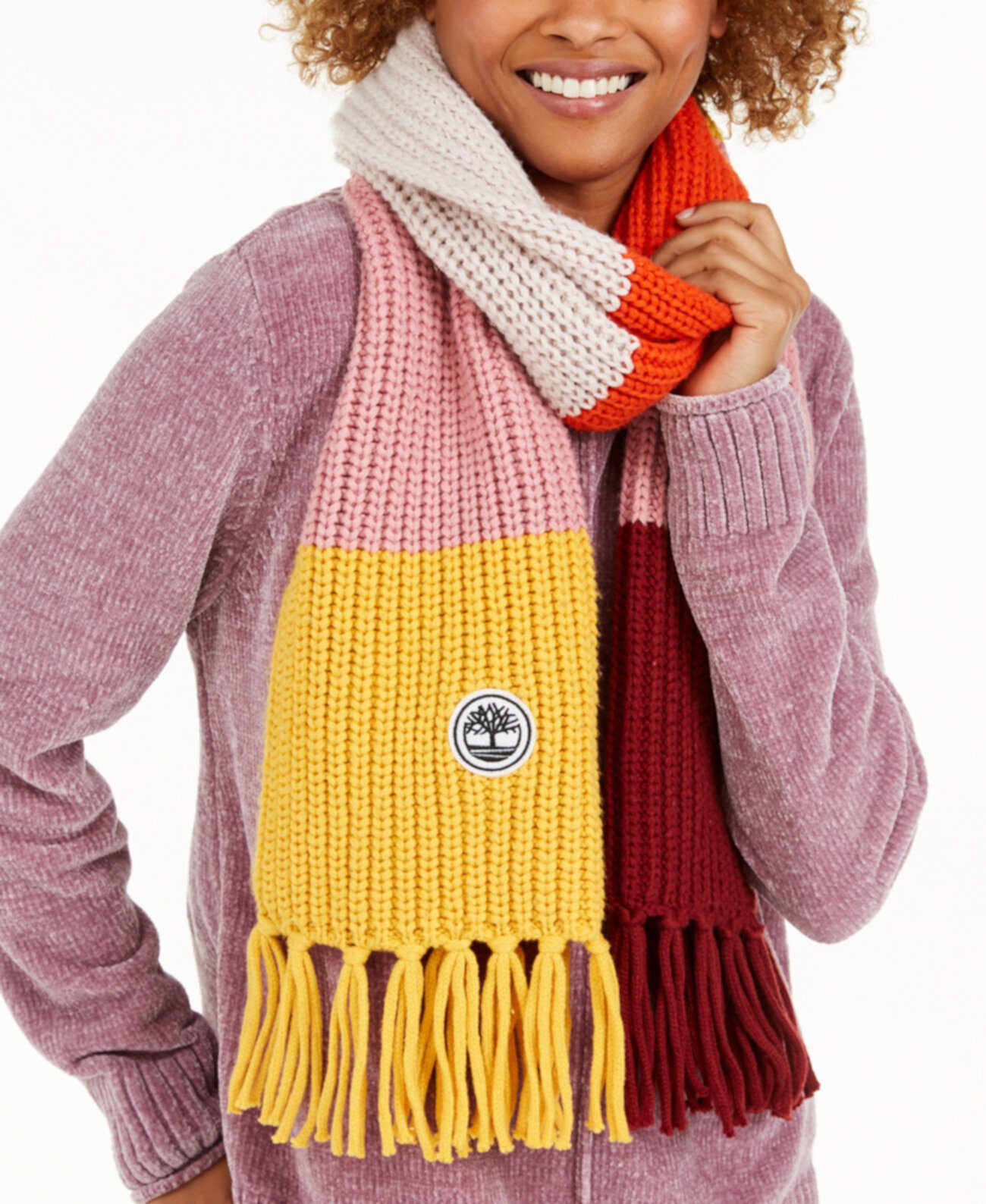 Узорчатый шарф с бахромой с цветными блоками Timberland