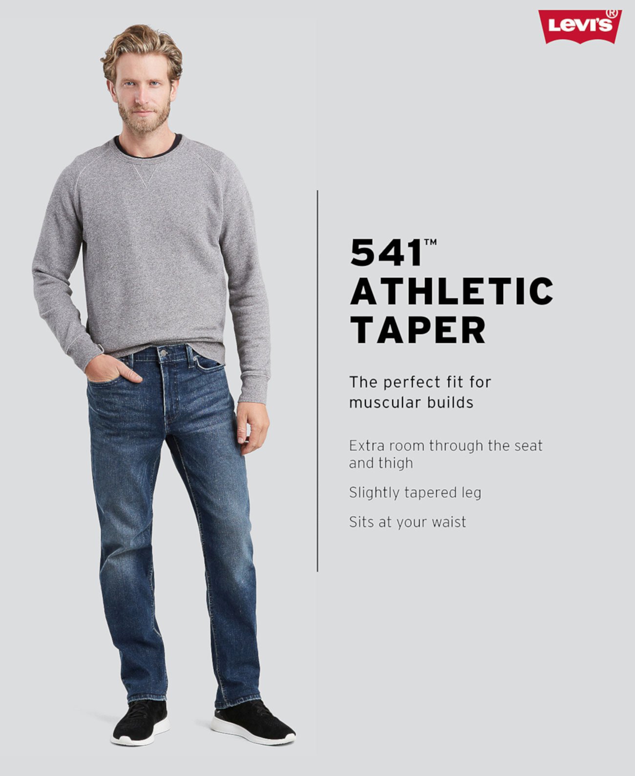 Мужские джинсы Levi's® 541™ Athletic Taper Fit с экологическими преимуществами, размер 32 Levi's®