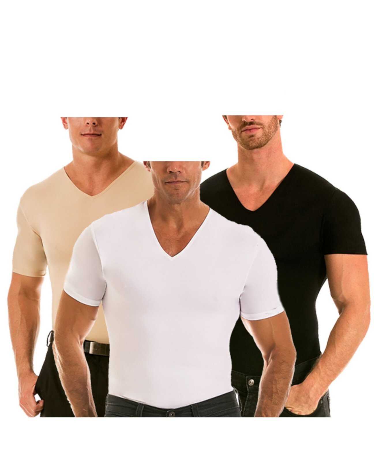 Insta Slim мужские 3 пакета сжатия с коротким рукавом V-образным вырезом футболки Instaslim